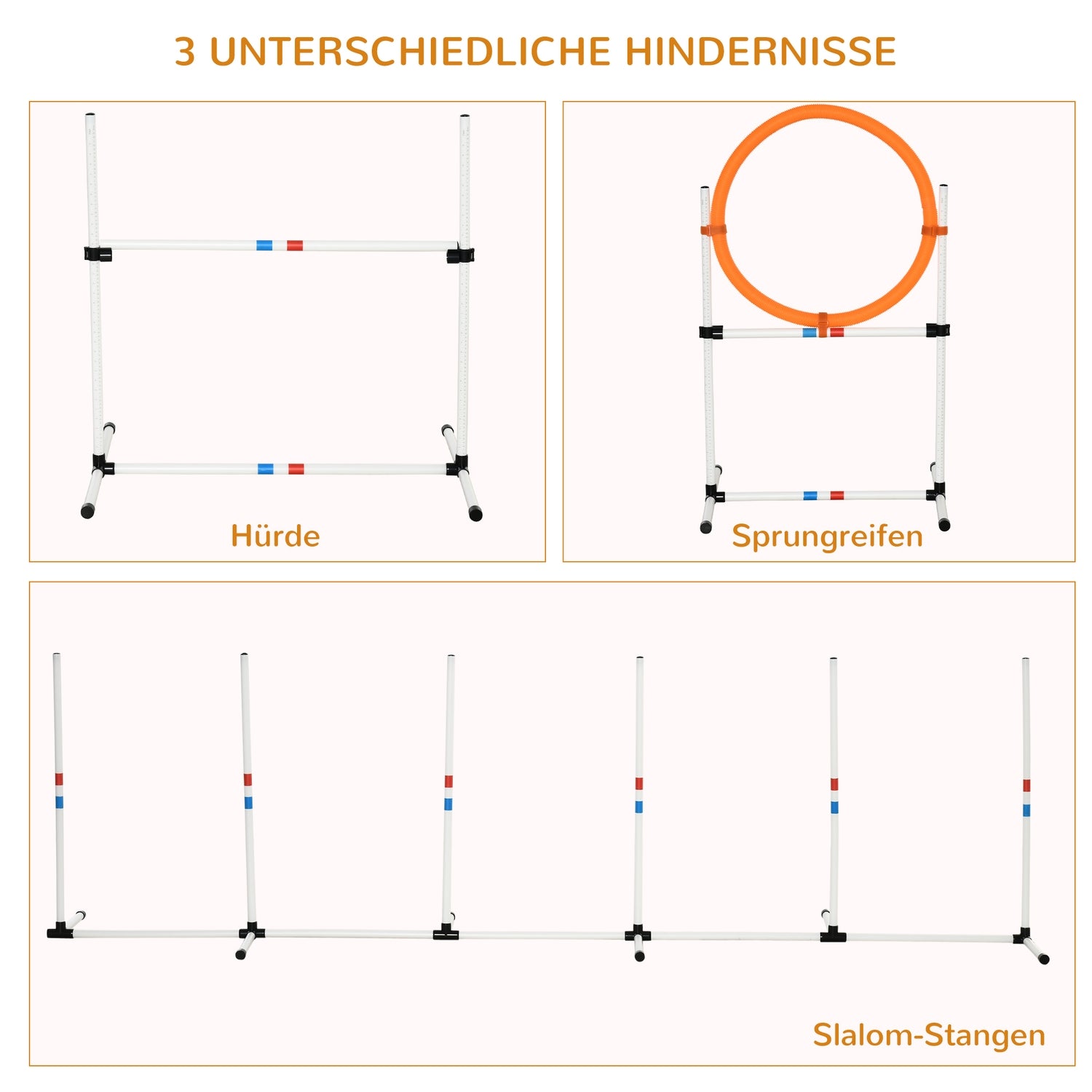 Dog Agility Training Set, 3-delat, lätt att bära