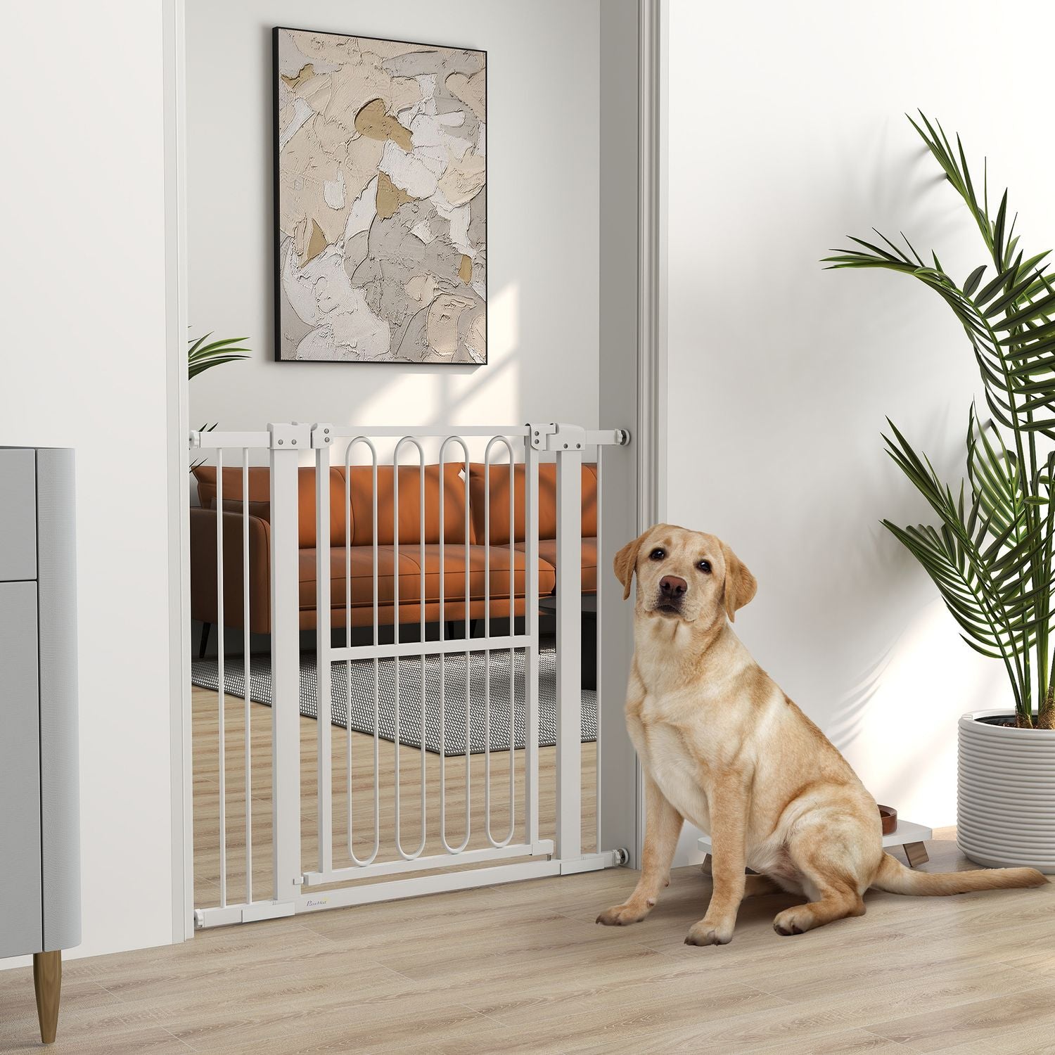 Dog Door Gate, 76-104 cm, No-Drill, Låsbar, Stål