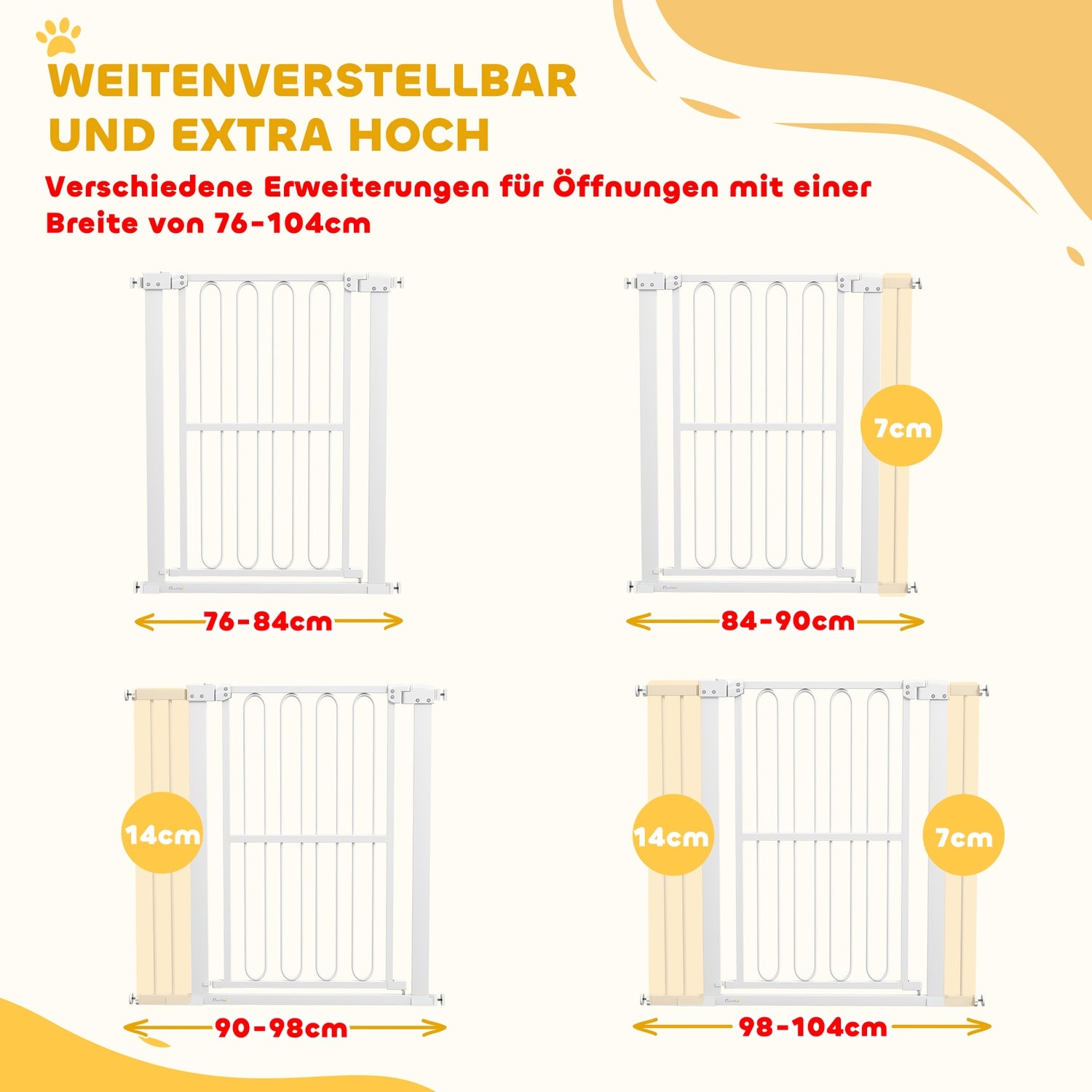 Dog Door Gate, 76-104 cm, No-Drill, Låsbar, Stål