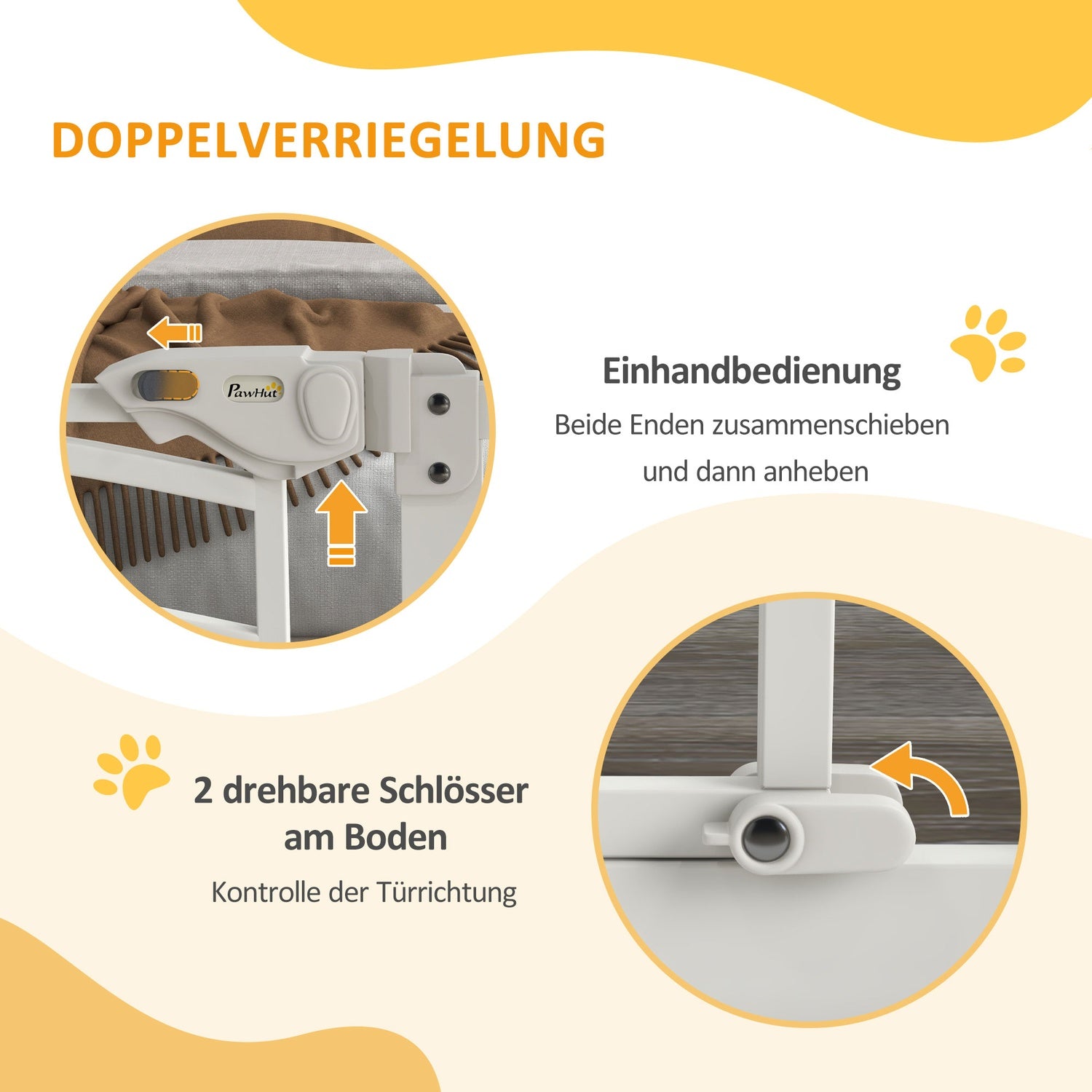 Dog Gate Barriär, Auto-Close, 74-100 Cm, Ingen borrinstallation