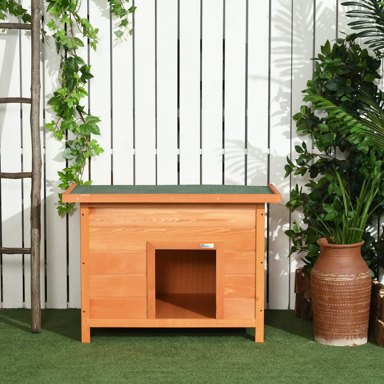 Gran Wood Hund Kennel Med Tak – Mysigt Pet House 82x58x58 Cm