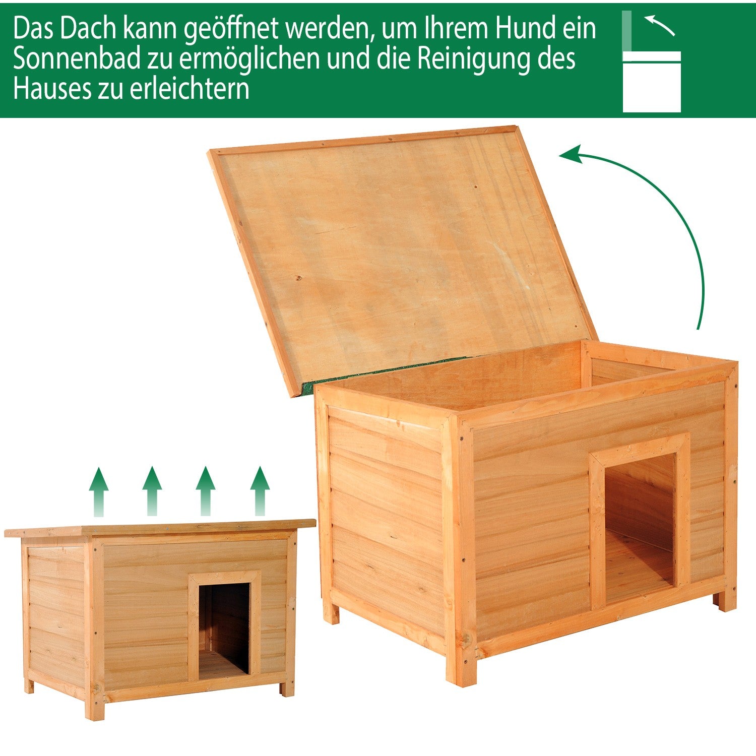 Gran Wood Hund Kennel Med Tak – Mysigt Pet House 82x58x58 Cm