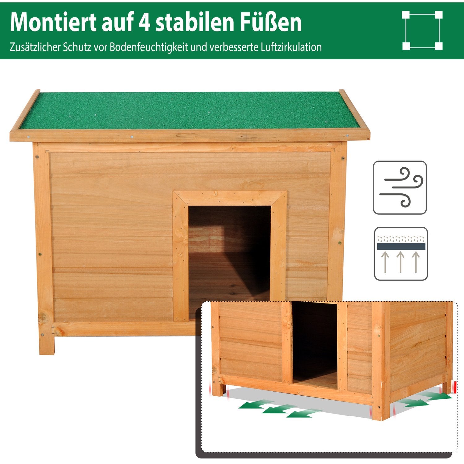 Gran Wood Hund Kennel Med Tak – Mysigt Pet House 82x58x58 Cm