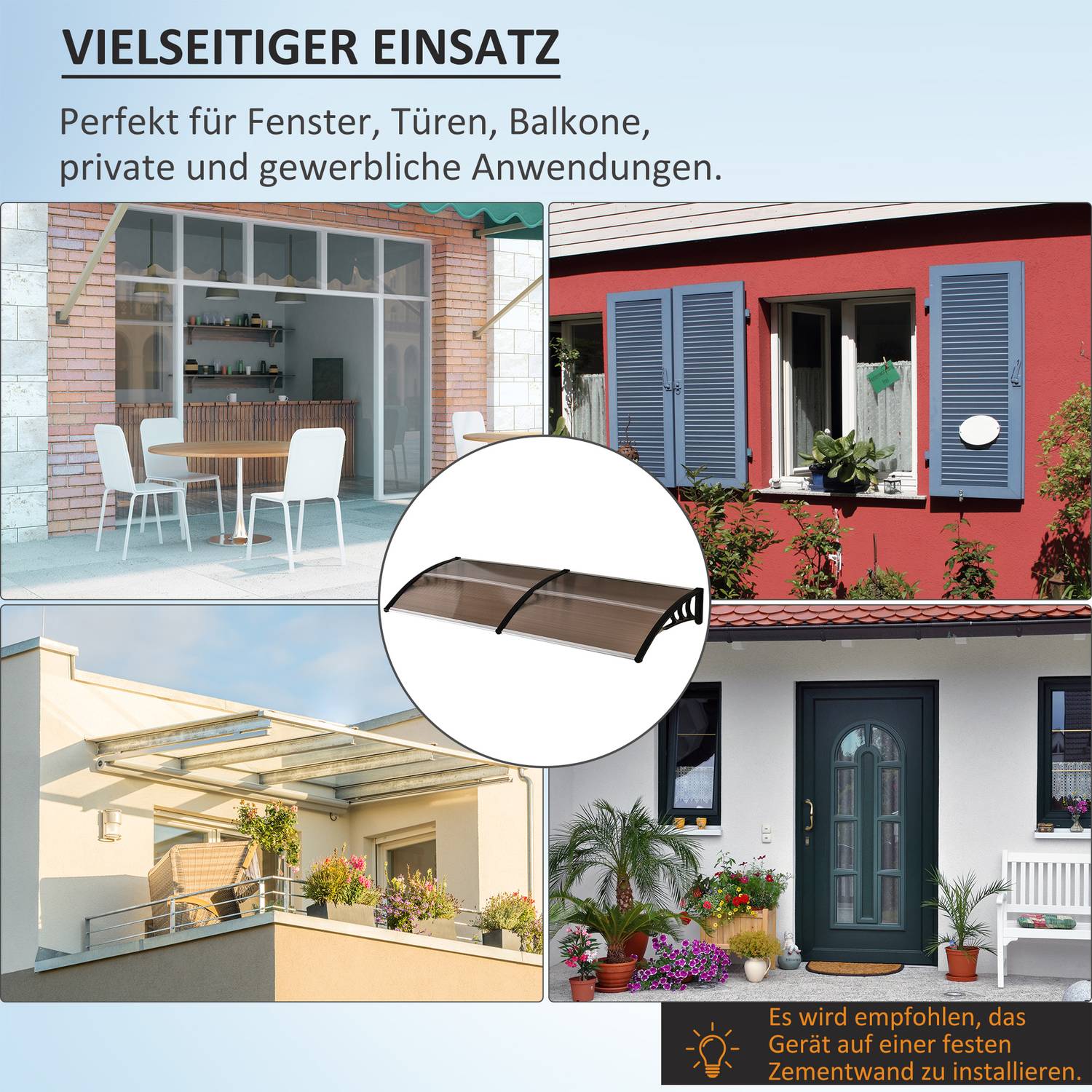 Dörrkapell i polykarbonat, sol- & regnskydd, 75x195 cm