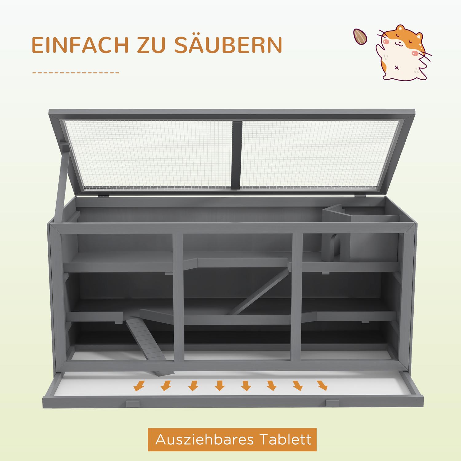 Dvärghamsterbur med trappor, 3-vånings trävilla