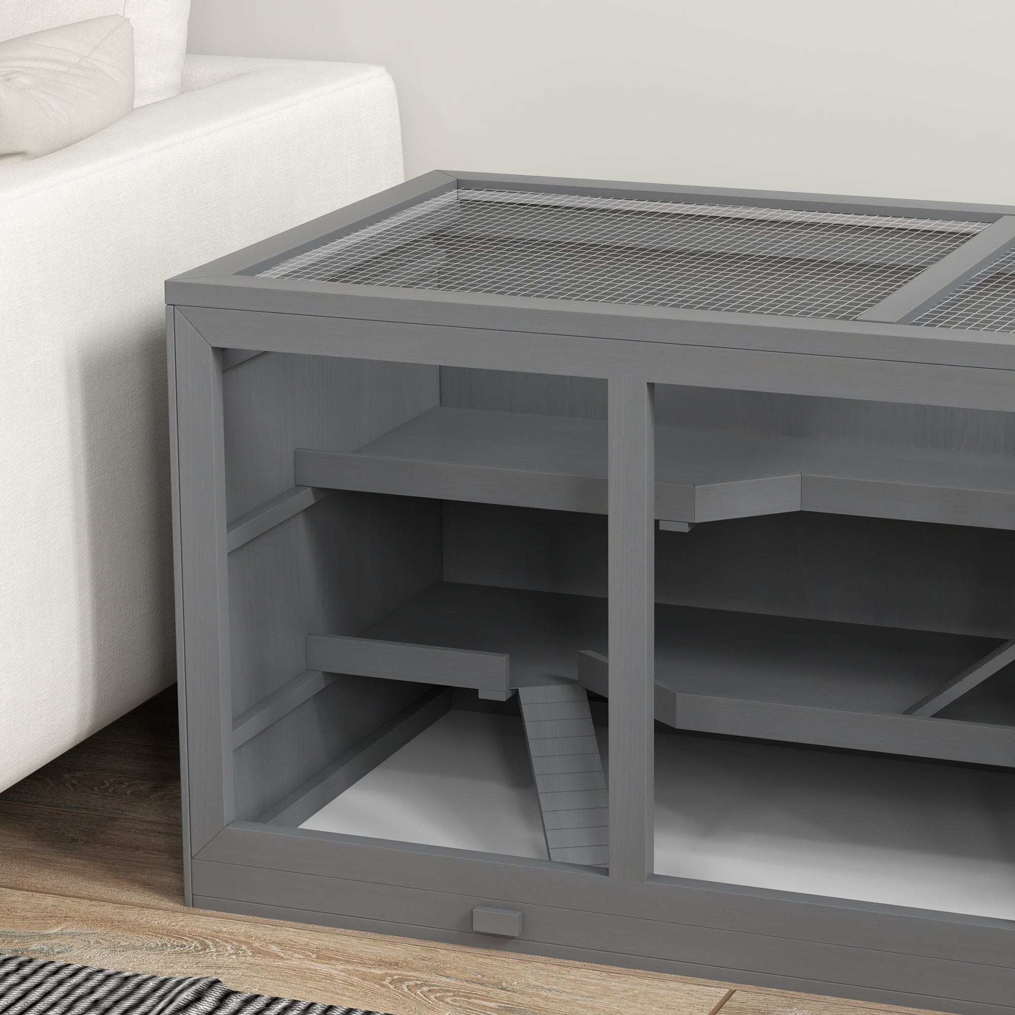 Dvärghamsterbur med trappor, 3-vånings trävilla