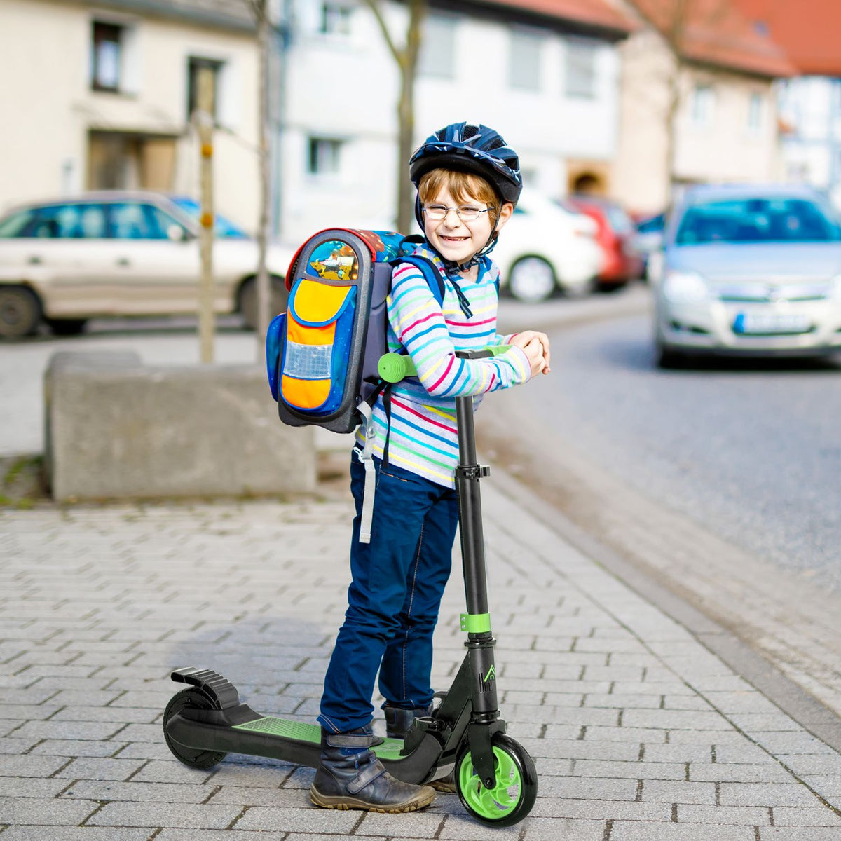 E-Scooter elektrická koloběžka s motorem 120W, dojezd 6 km, max. 8 km/h, elektrická koloběžka od 6 let, zelená+bílá