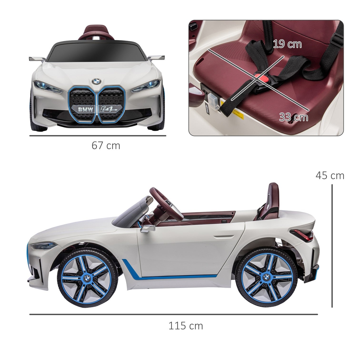 Elektrisk barnbil med fjärrkontroll, strålkastare, MP3 & 3-5 km/h