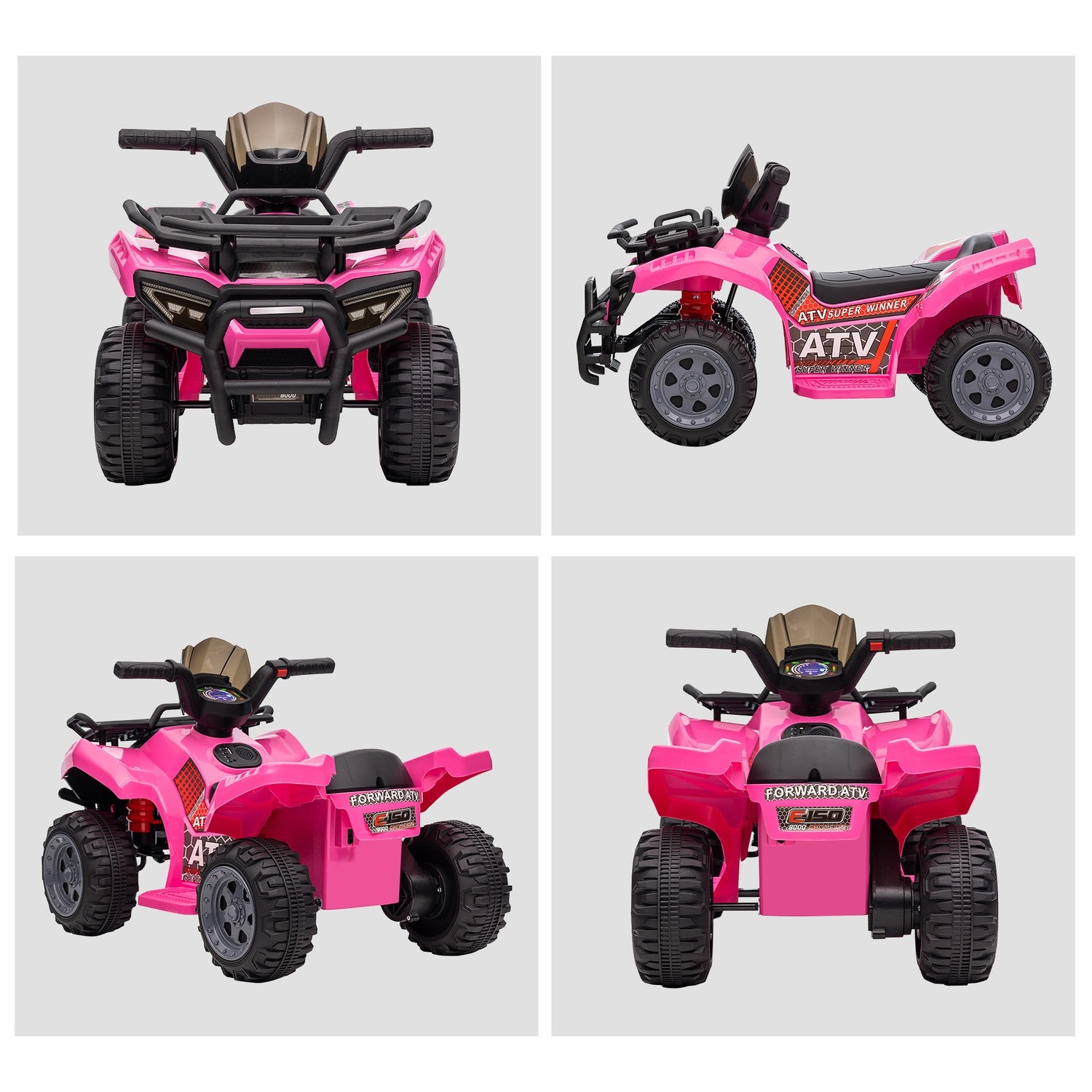 Elektrisk Mini Quad ATV för barn, LED-lampor, Rosa