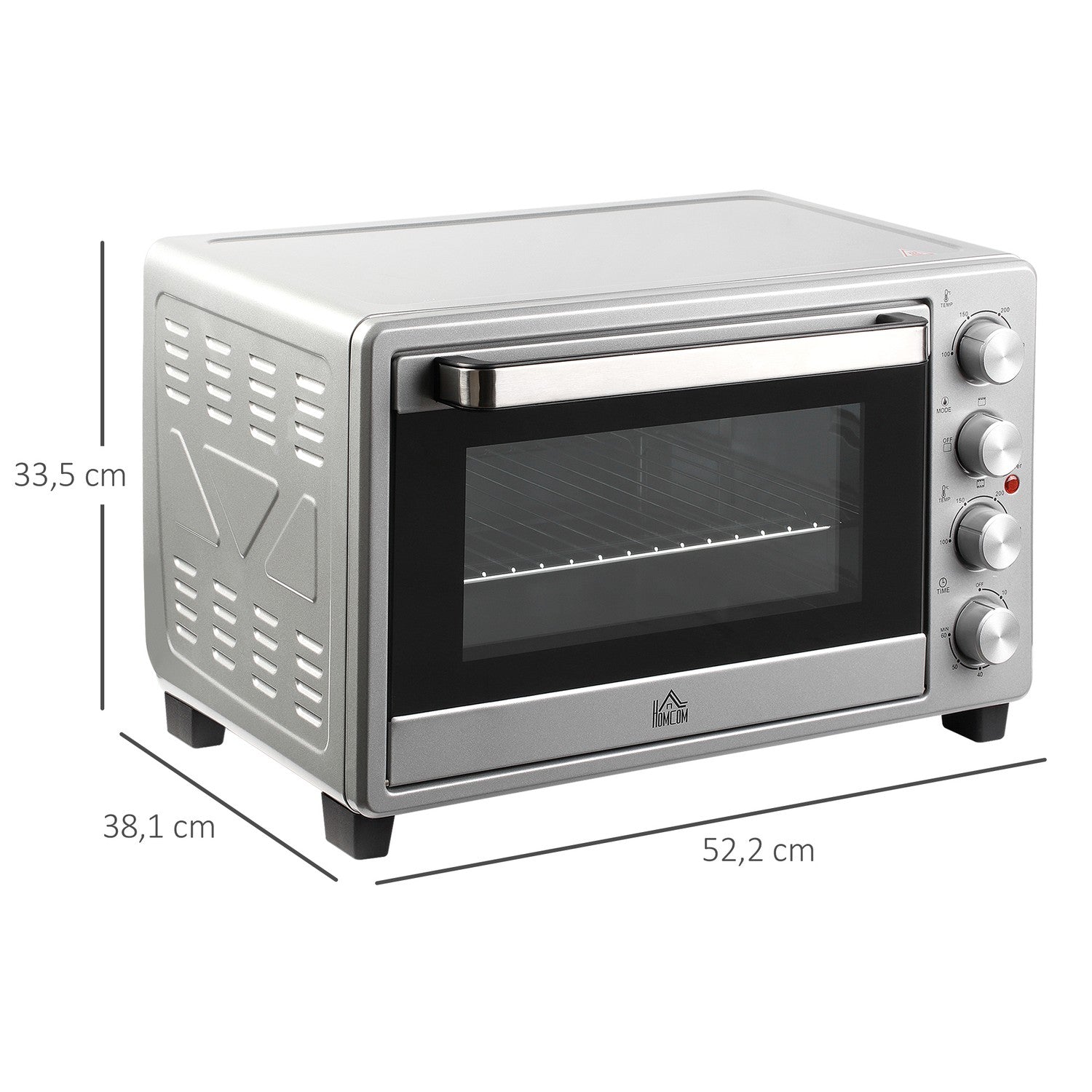 Elektrisk Miniugn 32L, 1600W, Rostfritt Stål & Glas