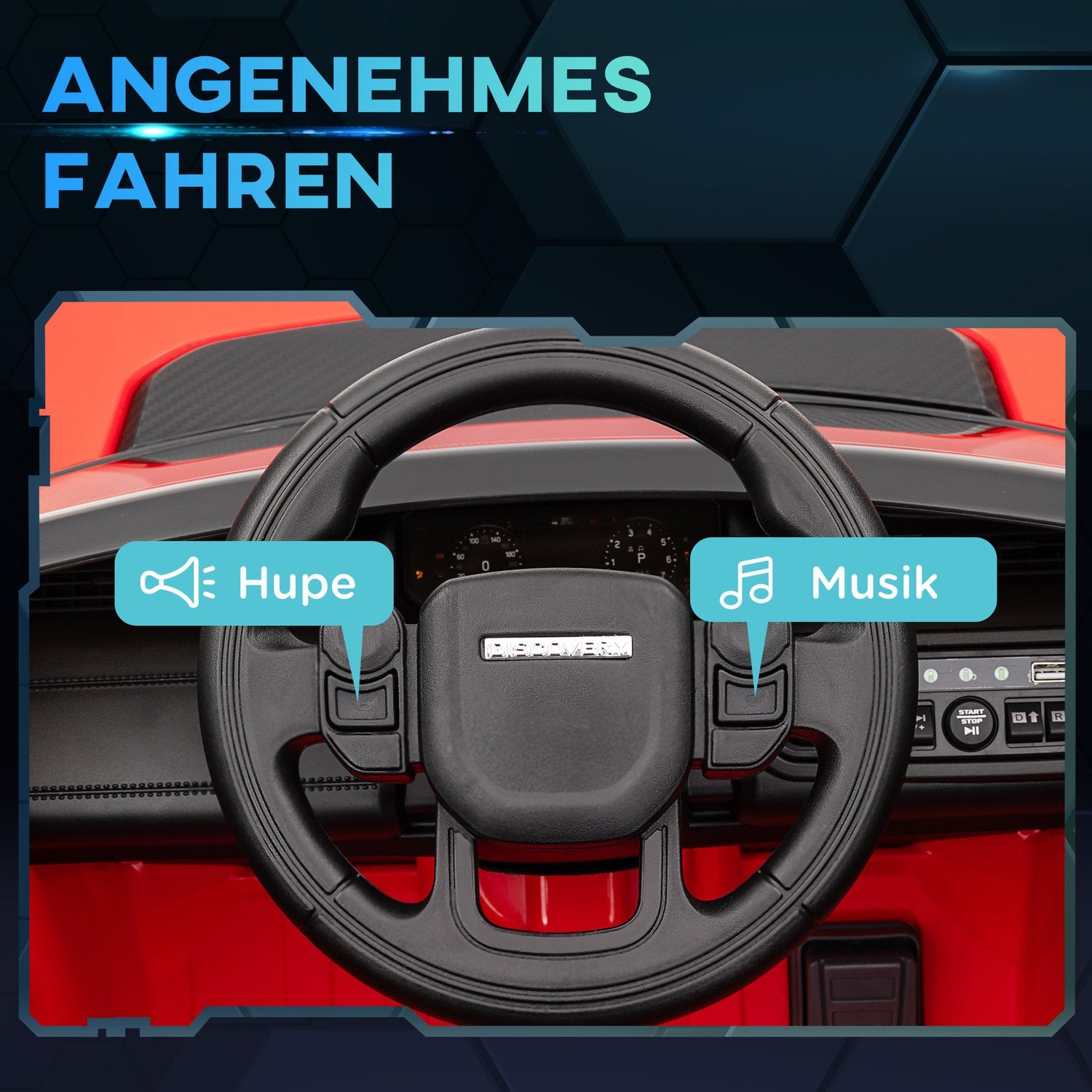 Elektrisk barnbil 12V med fjärrkontroll, LED-lampor, röd