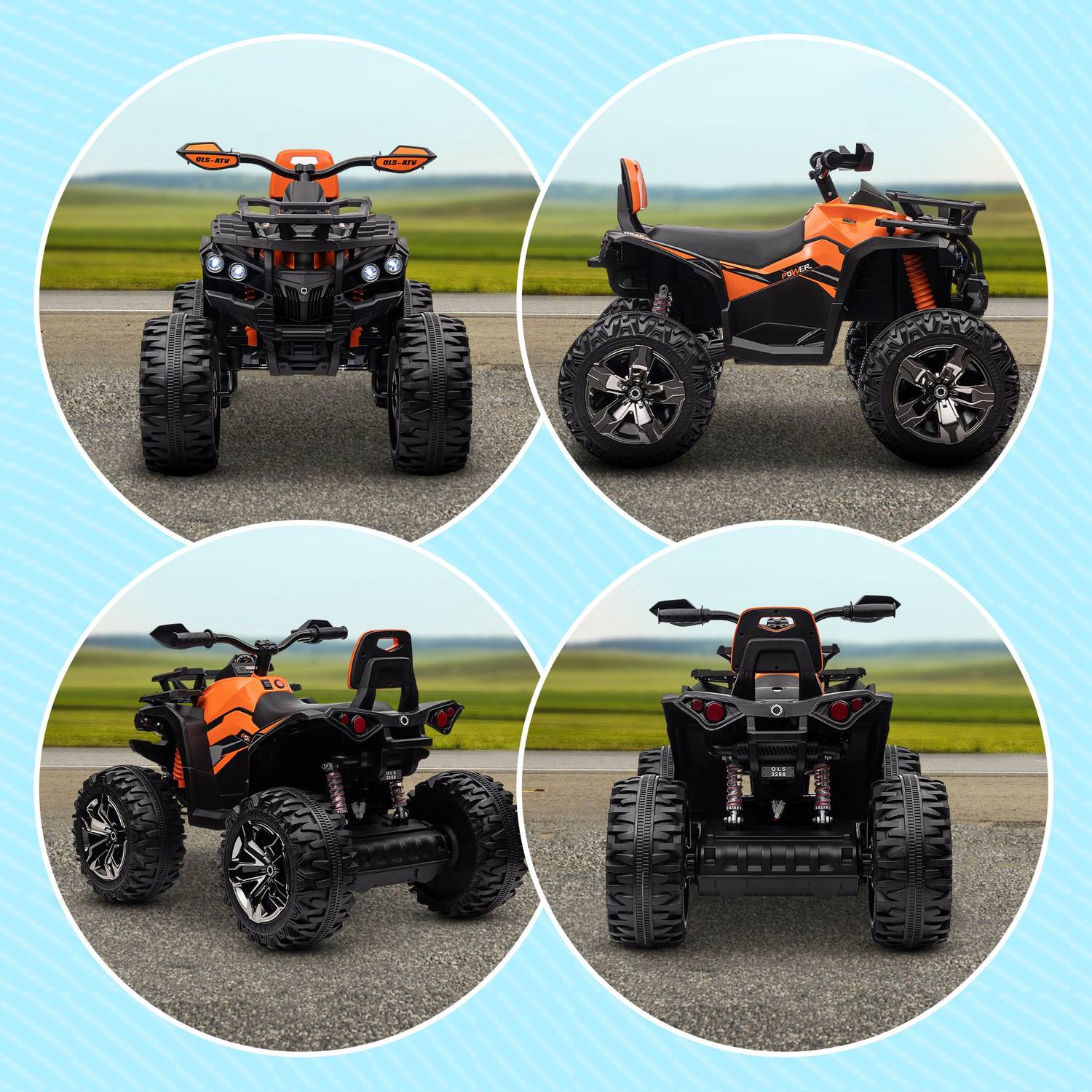 Elektrisk Quad för barn 3-5, 12V med MP3 & USB, Orange