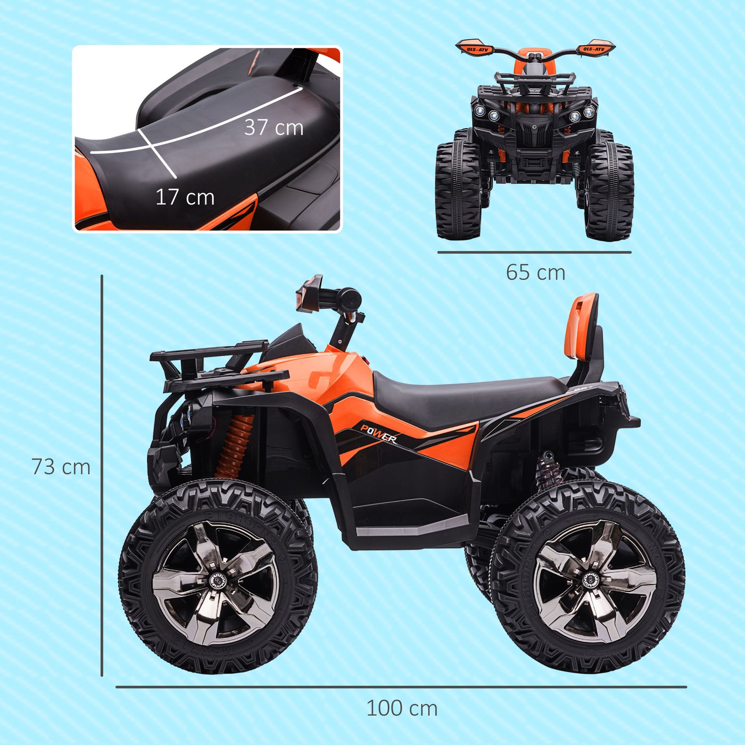 Elektrisk Quad för barn 3-5, 12V med MP3 & USB, Orange