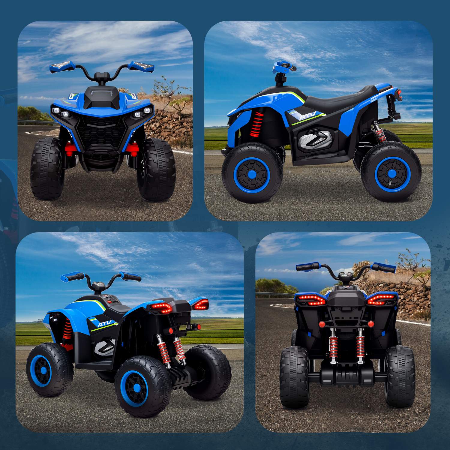 Elektrisk Quad för barn – 12V, LED-lampor, USB och musik