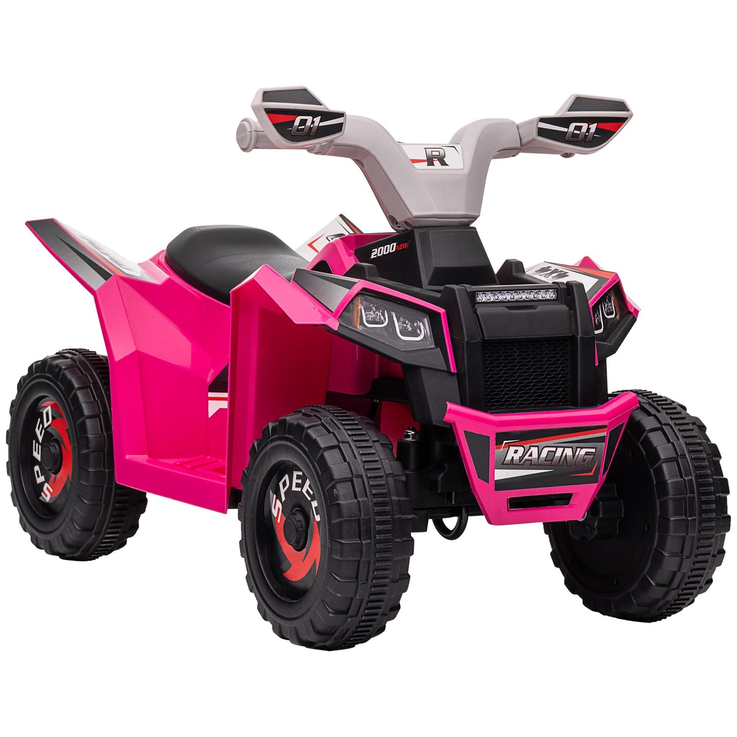 Elektrisk fyrhjuling för barn, framåt/bakåt, 6V, 1,5-3 år, rosa