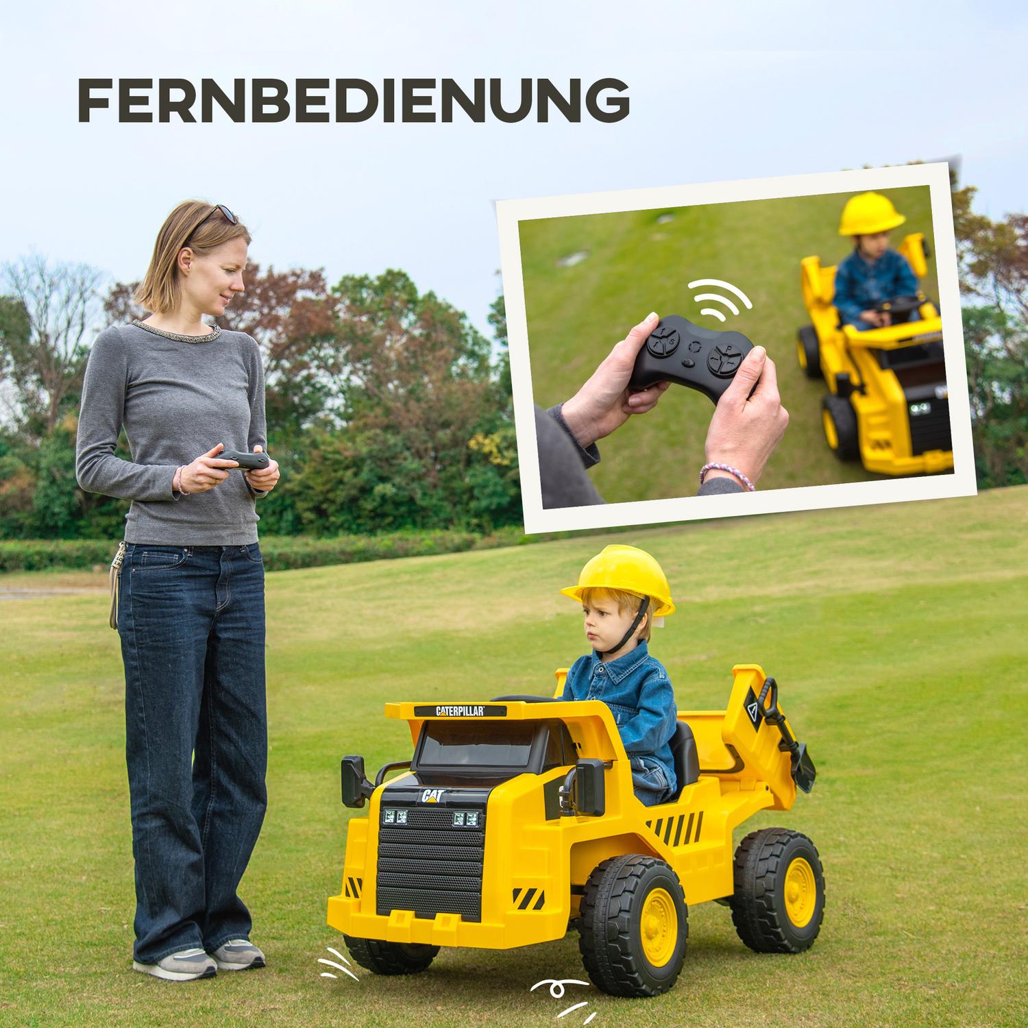 Elektrisk grävmaskin för barn med fjärrkontroll, skopa och lampor, 3-7 år