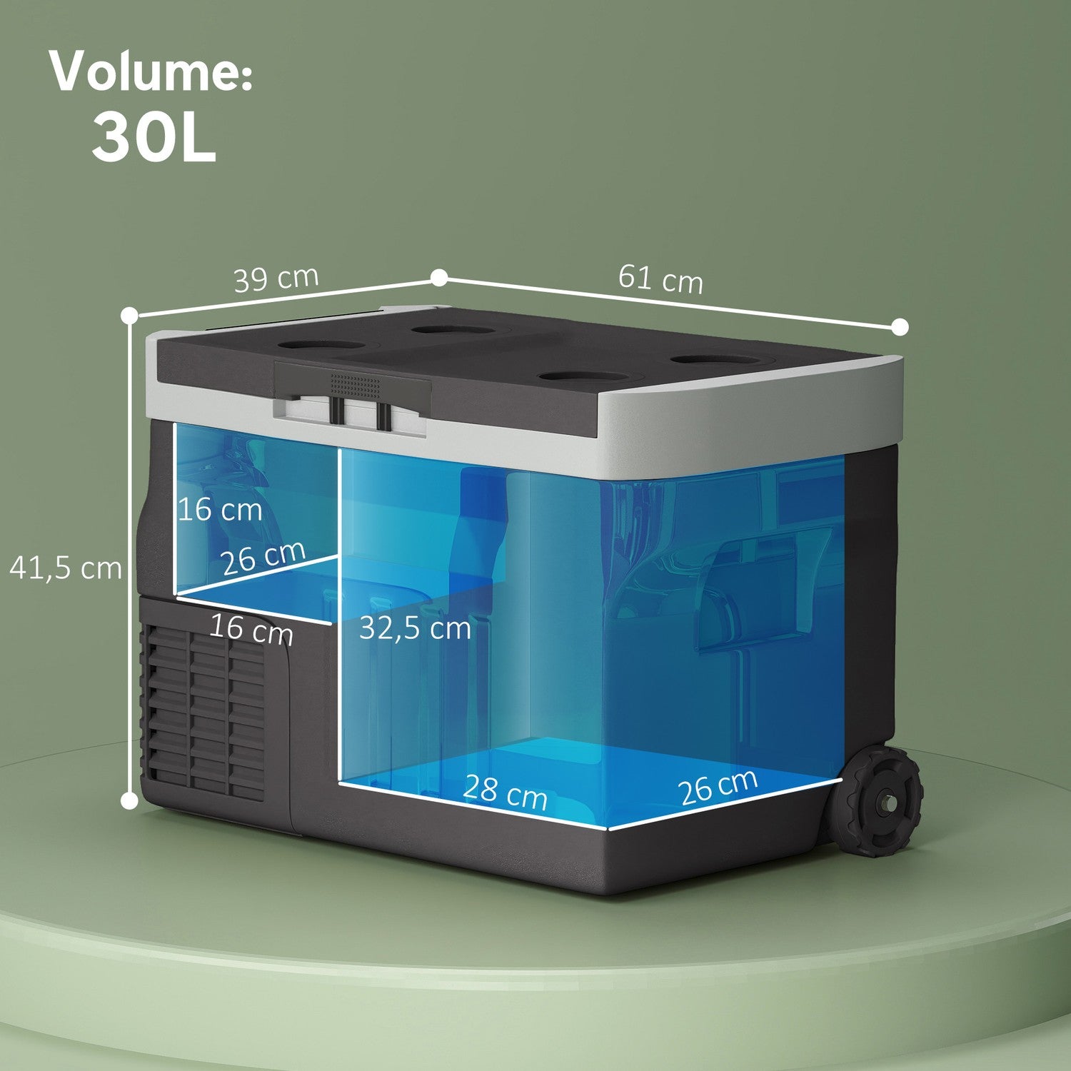 Elektrisk kylbox, 30L, LED, ECO Mode, 12/230V, Svart