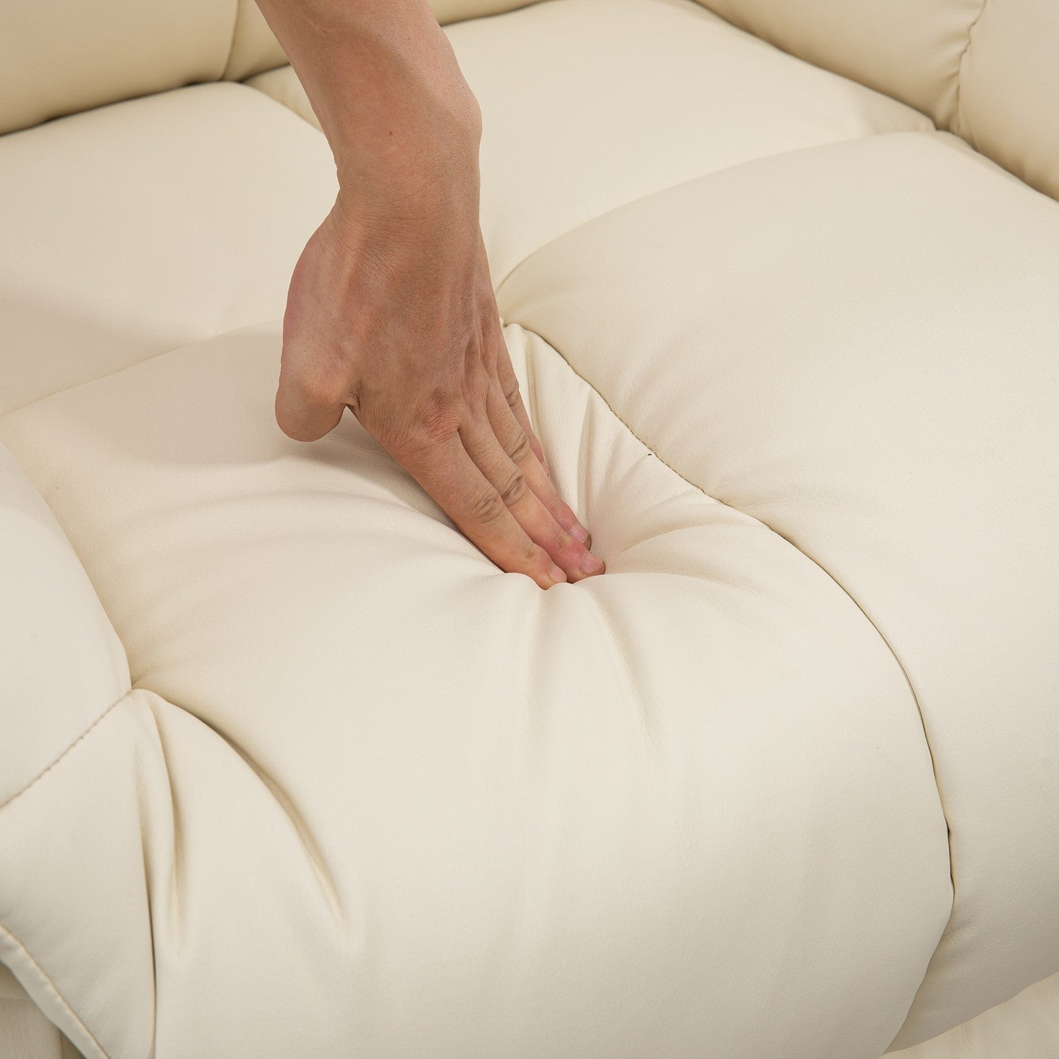 Elektrisk massagestol – konstläder, krämvit, 94x99x99 Cm