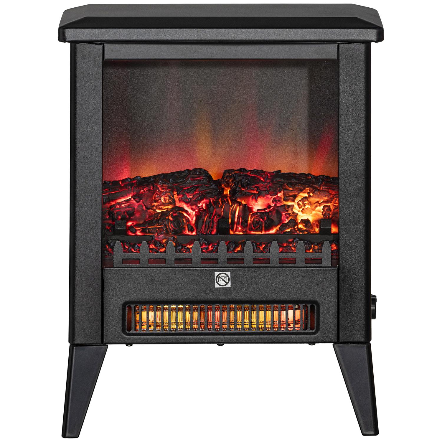 Elektrisk eldstadsvärmare, 1800W, LED Flame, Lågt ljud