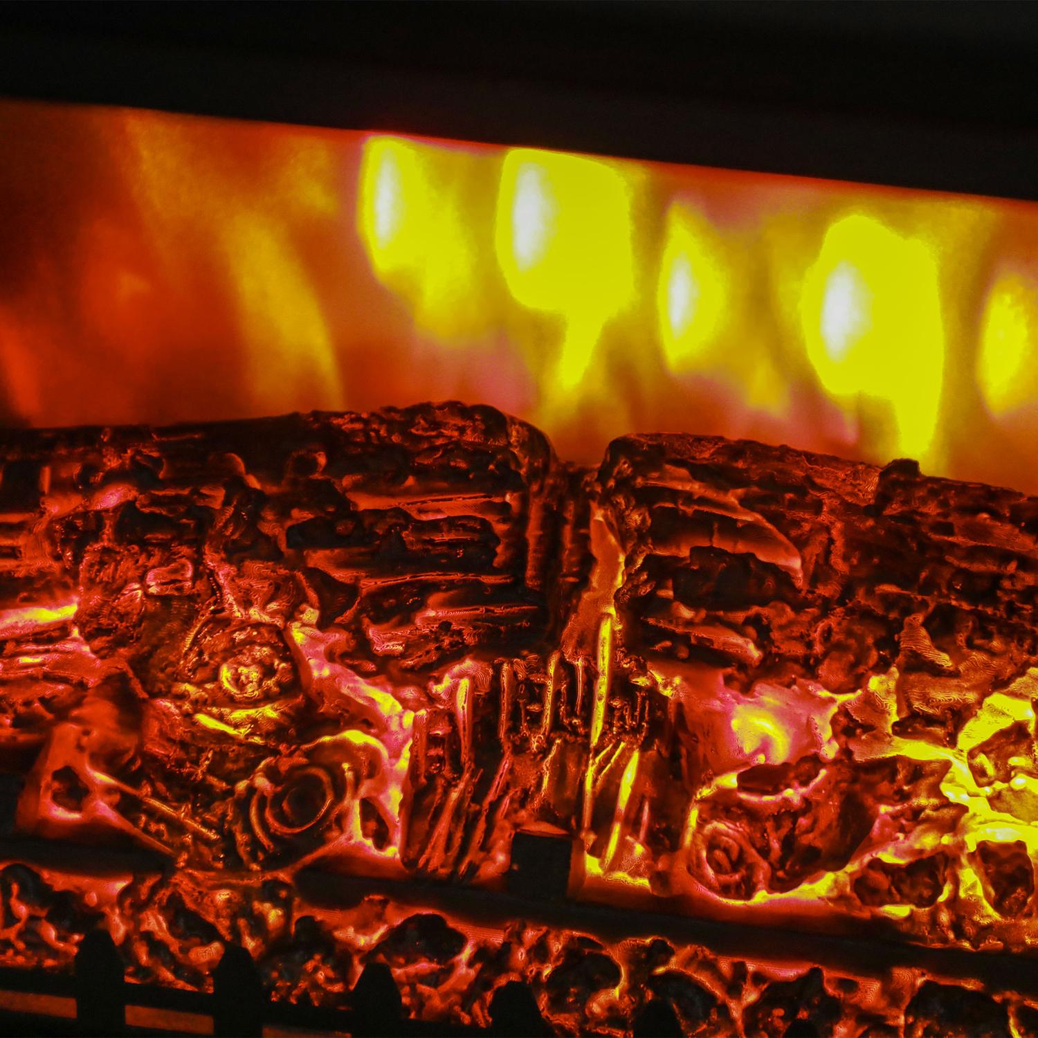 Elektrisk eldstadsvärmare, 1800W, LED Flame, Lågt ljud