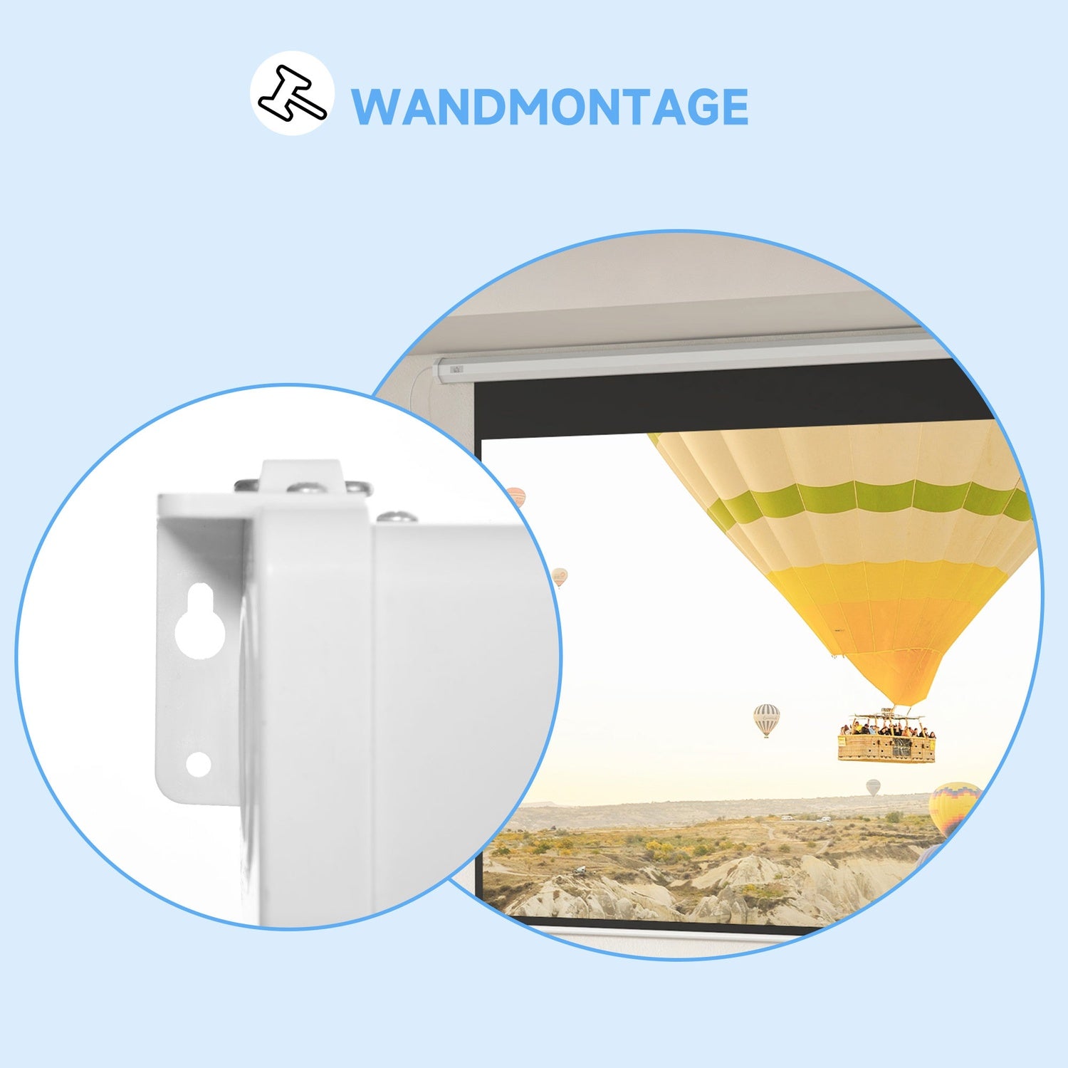 Elektrisk projektorduk 266x149 cm, 16:9 med fjärrkontroll