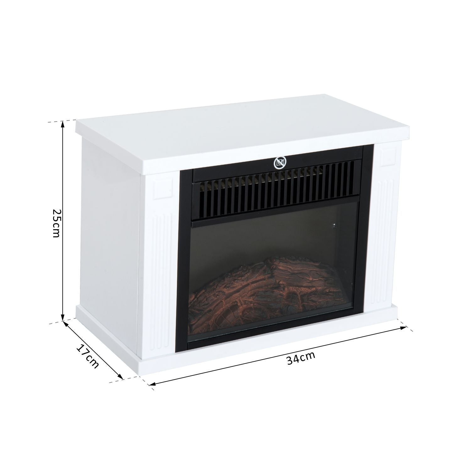 Elektrisk öppen spis med Flameffekt, 1200W, Vit