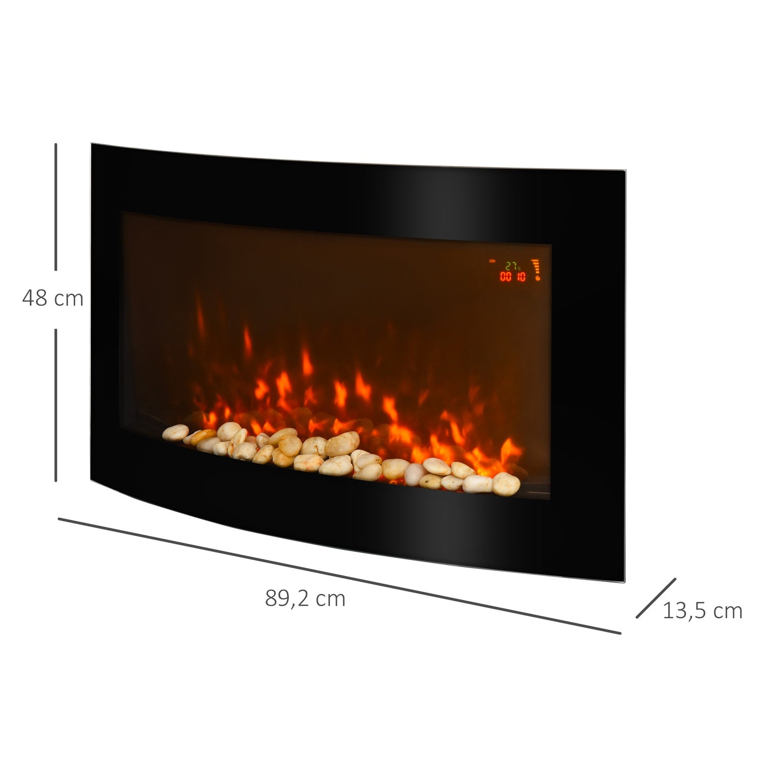 Modern vägg elektrisk öppen spis – 89,2 x 13,5 x 48cm