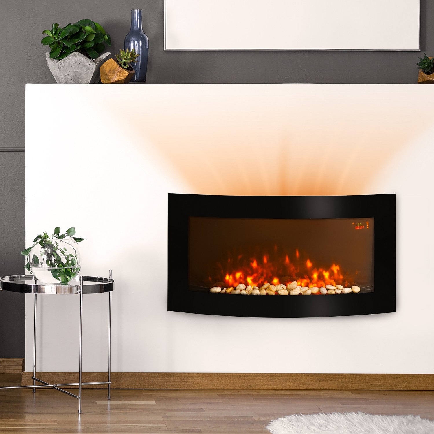 Modern vägg elektrisk öppen spis – 89,2 x 13,5 x 48cm