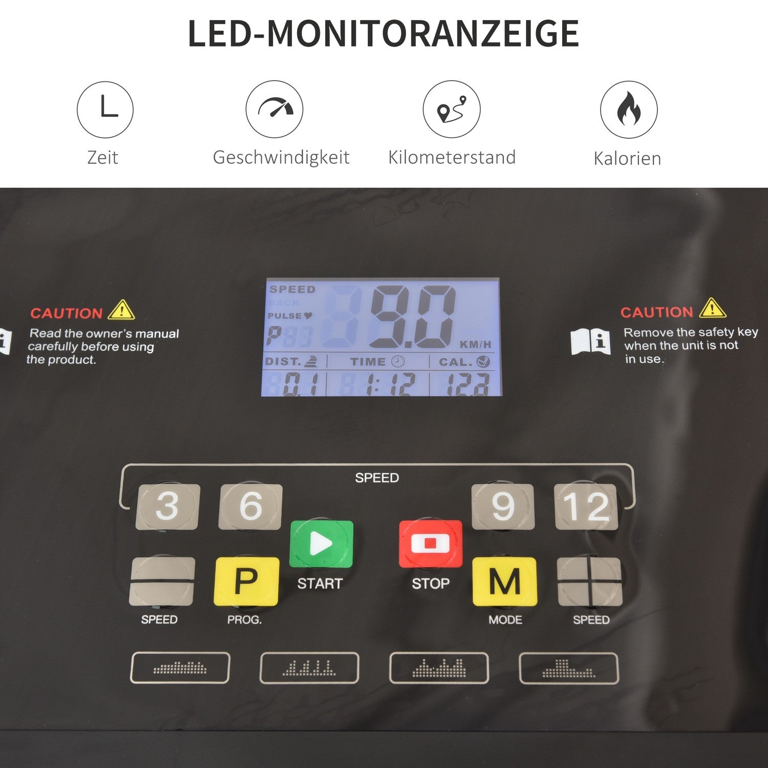 Hopfällbart elektriskt löpband, LED-skärm, 12 program