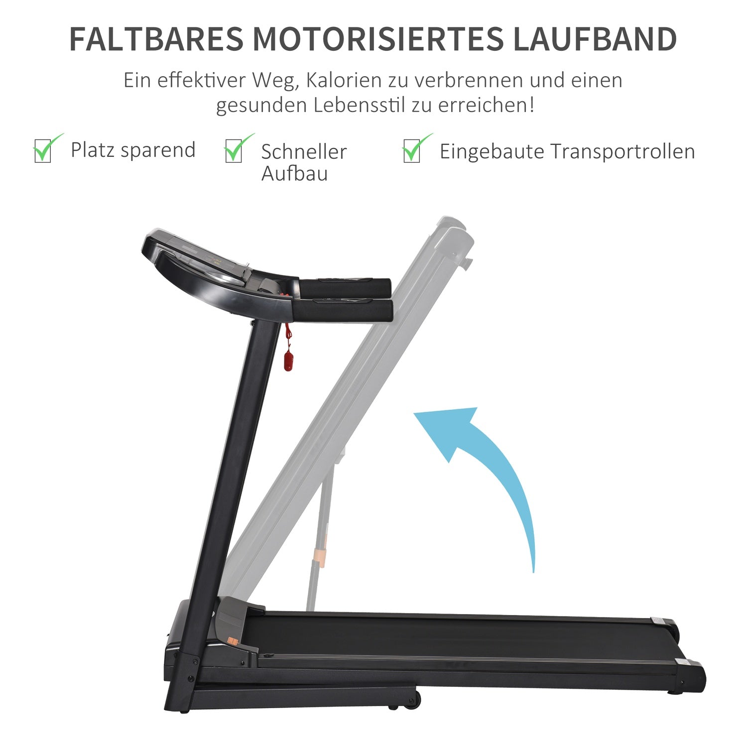 Hopfällbart elektriskt löpband, LED-skärm, 12 program