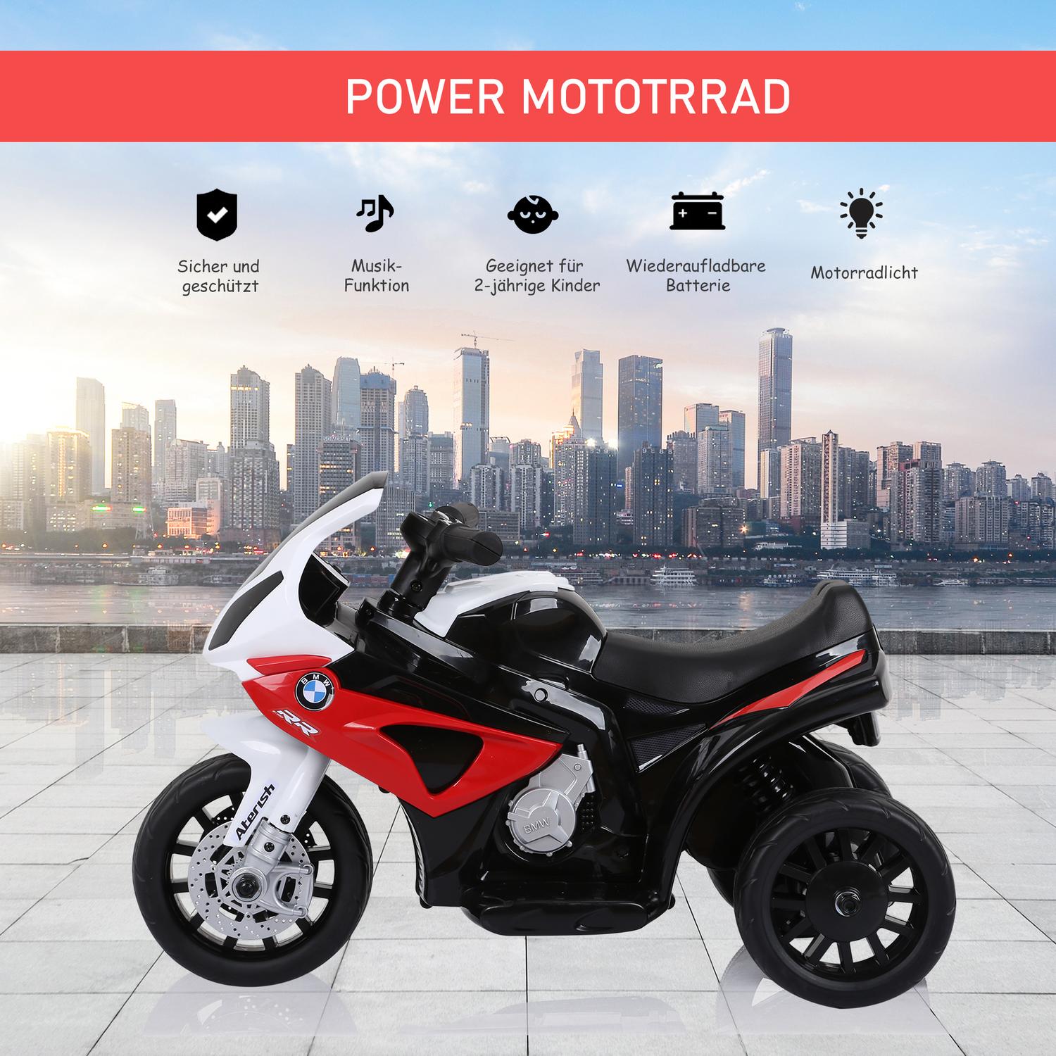 Elektrisk trehjulingsmotorcykel för barn – röd, stål, 66x37x44 cm