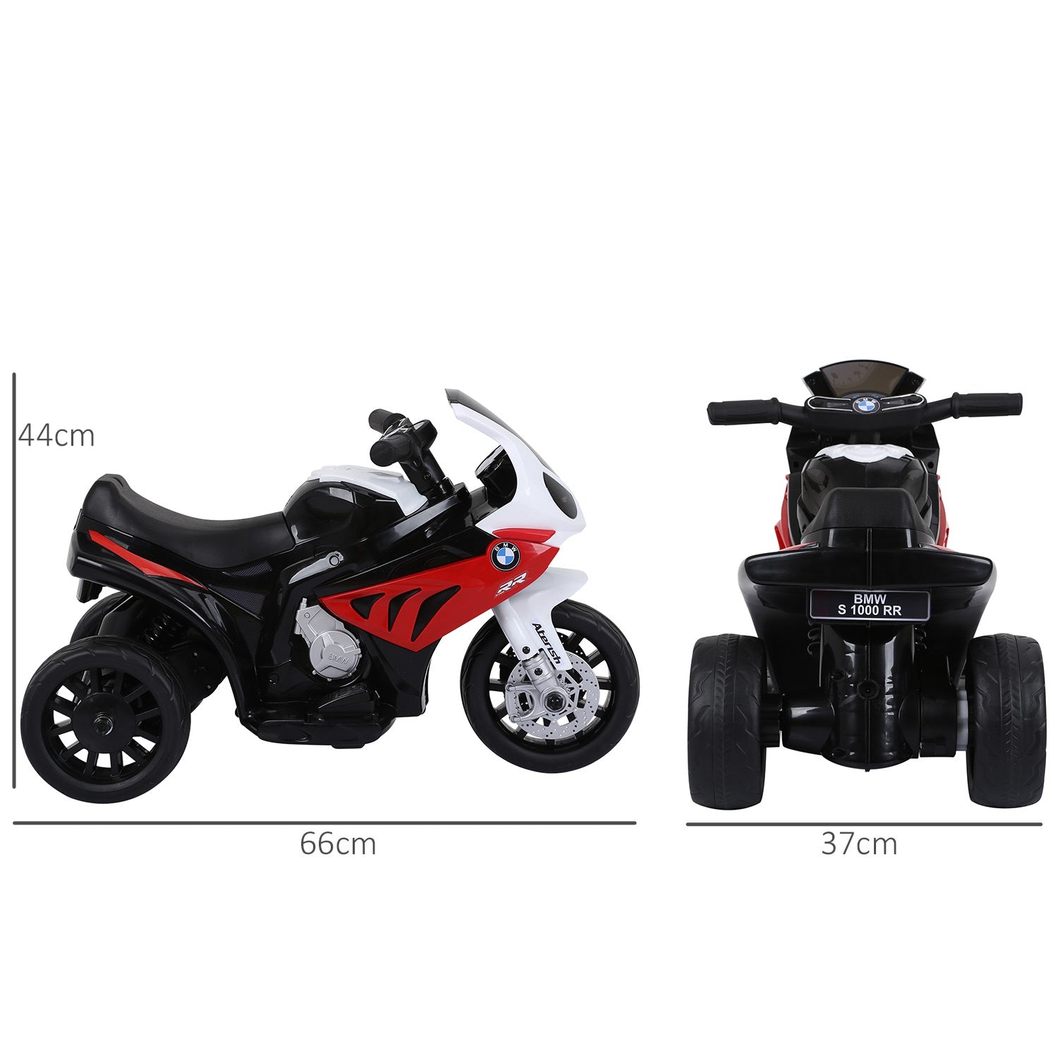 Elektrisk trehjulingsmotorcykel för barn – röd, stål, 66x37x44 cm
