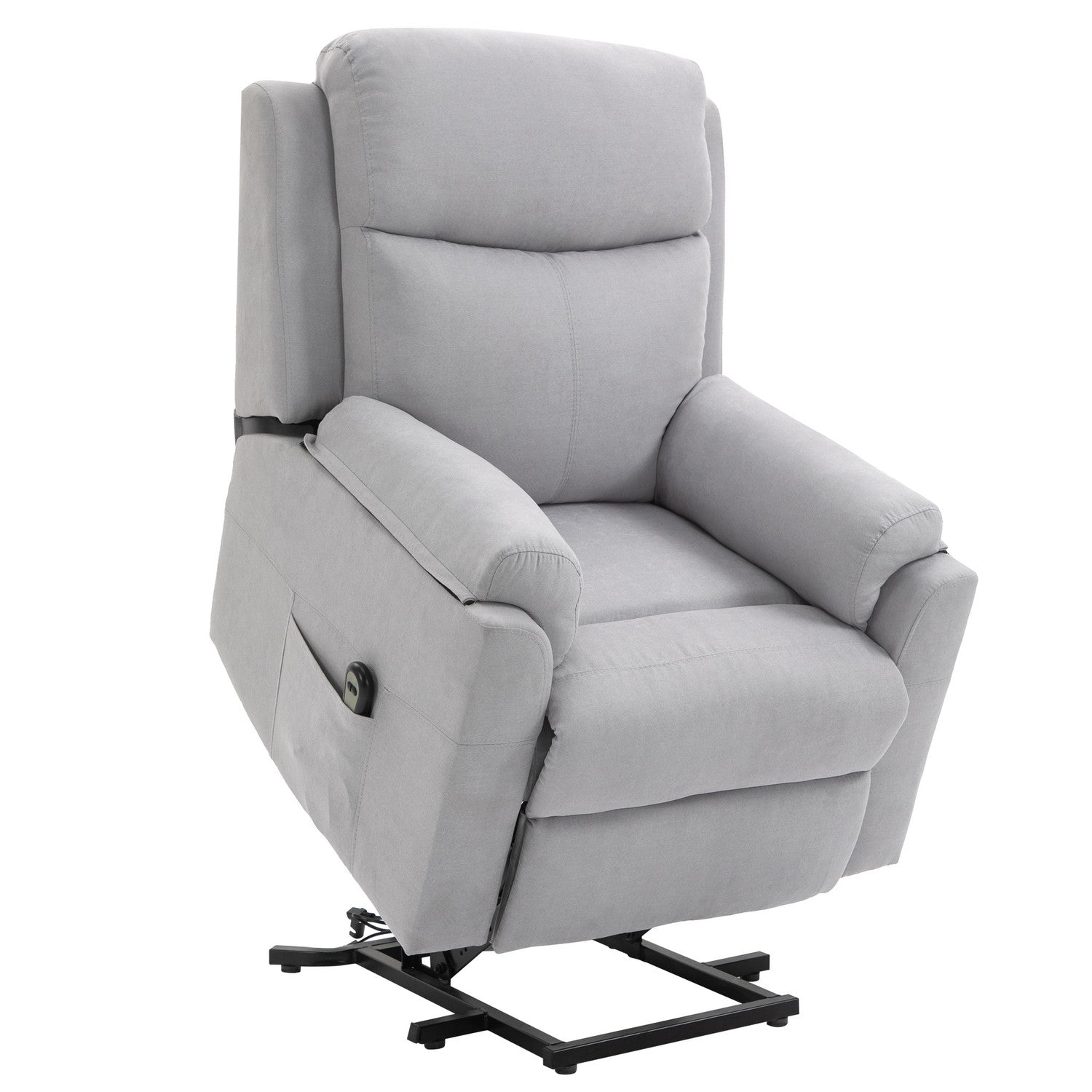 Elektrische relaxfauteuil voor senioren, sta-op functie, linnen grijs
