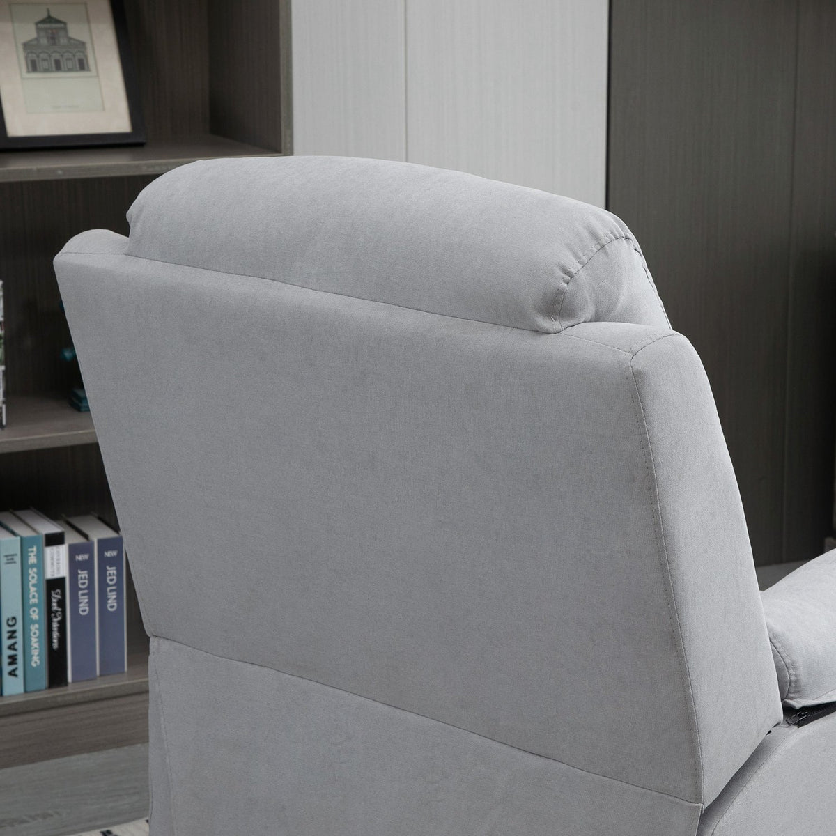 Elektrische relaxfauteuil voor senioren, sta-op functie, linnen grijs