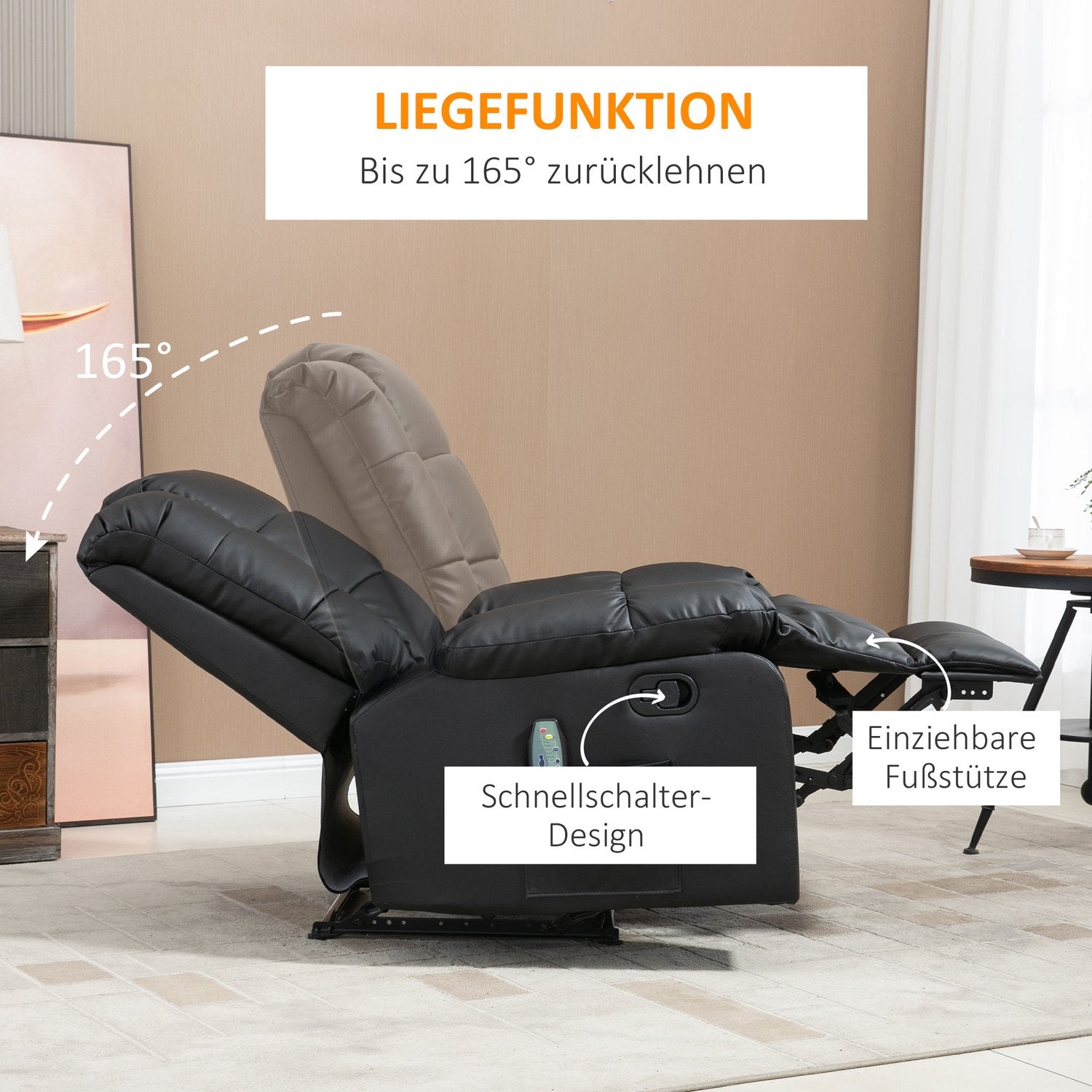 Elektrisk vilstol med massage – konstläder, svart