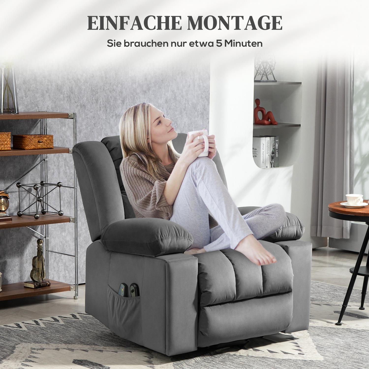 Elektrisk vilstol med massage-, värme- och USB-portar