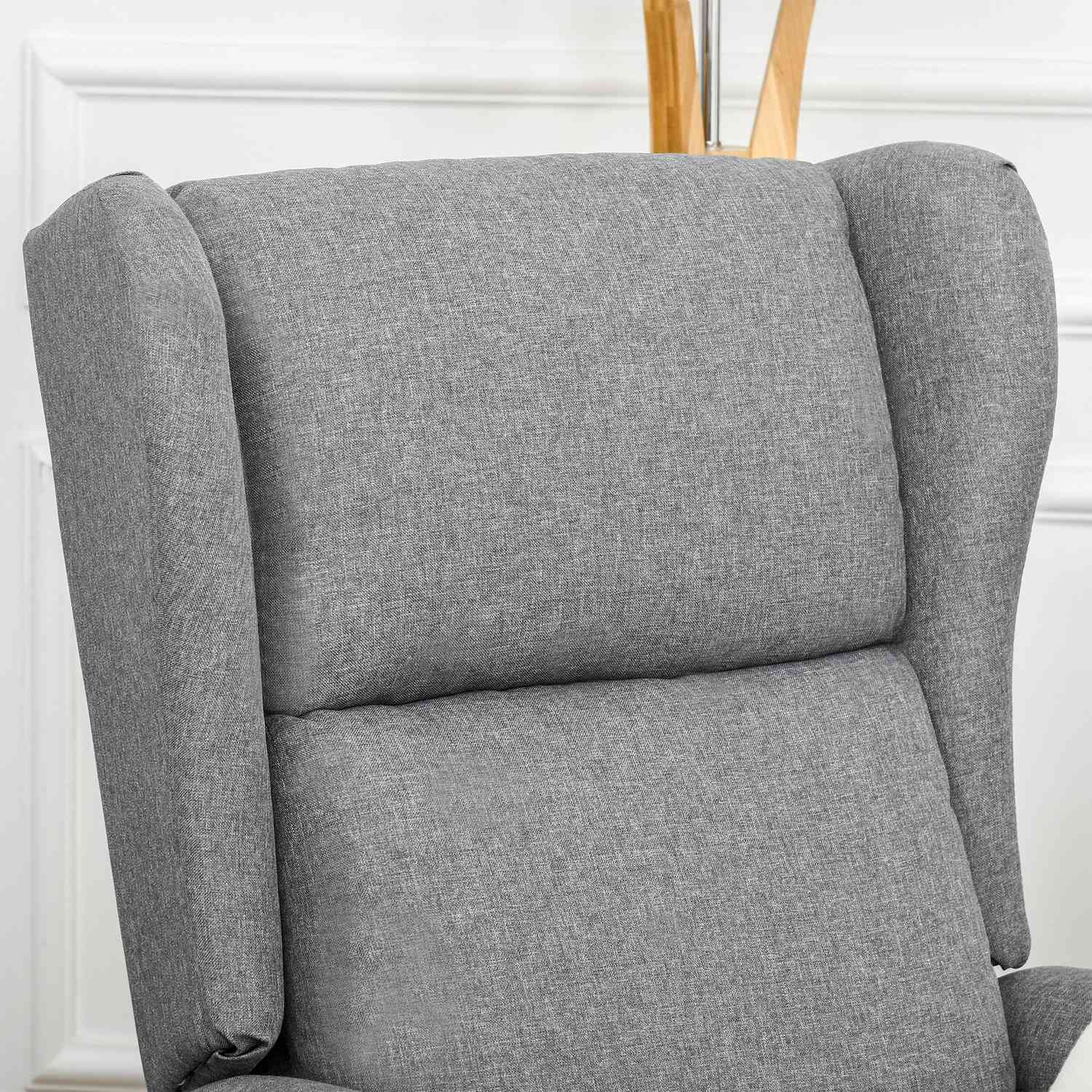 Elektrisk vilstol med ståhjälp, grått linne