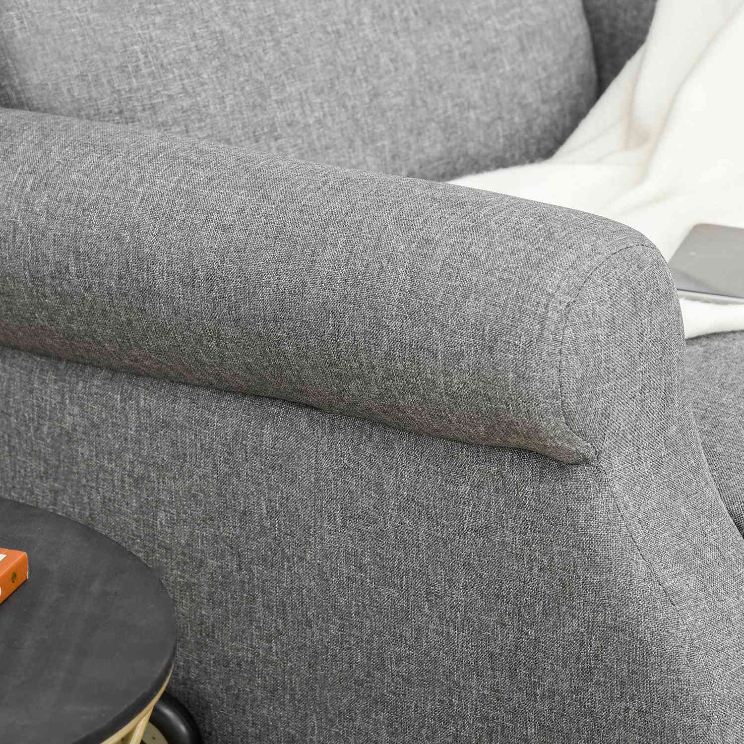 Elektrisk vilstol med ståhjälp, grått linne