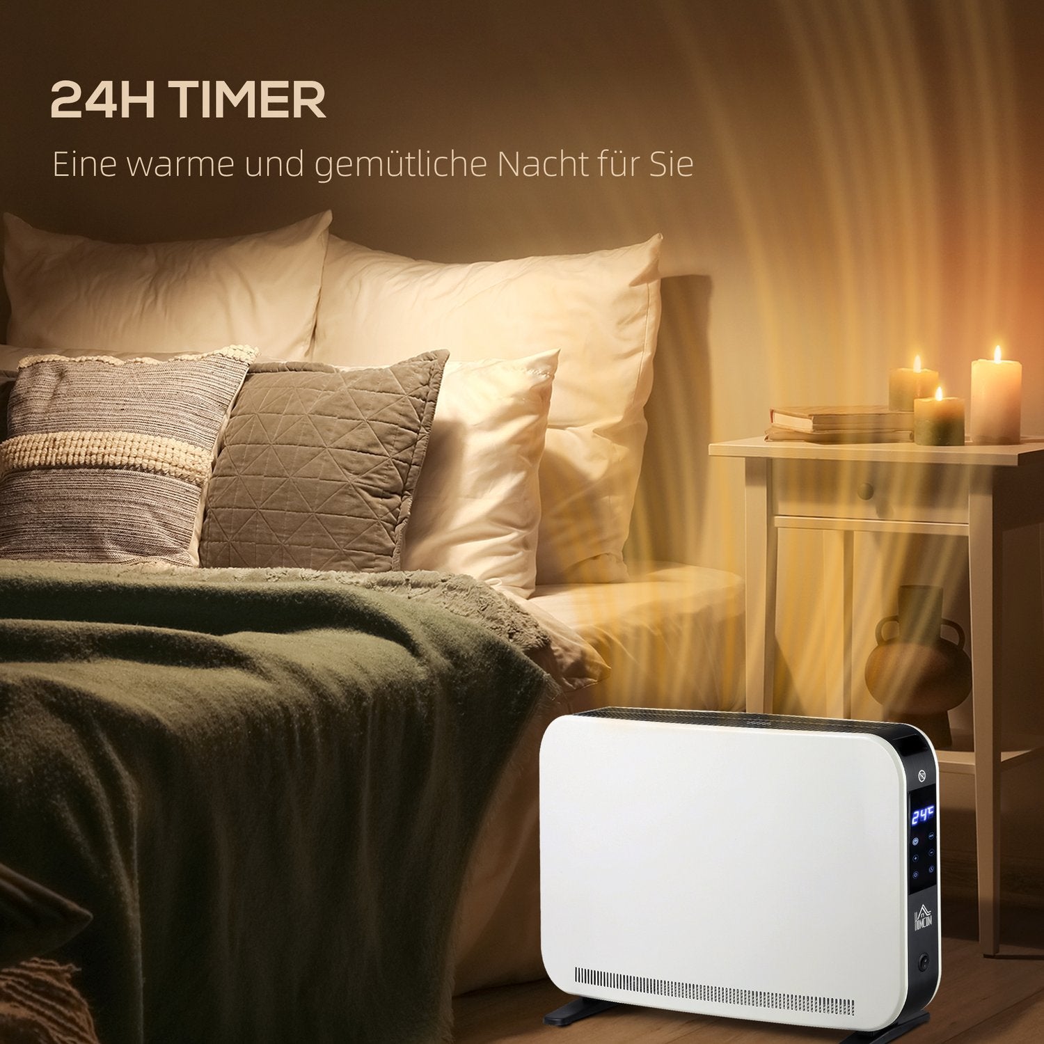 Elektrisk värmefläkt 2180W, 3 värmenivåer, timer, vit