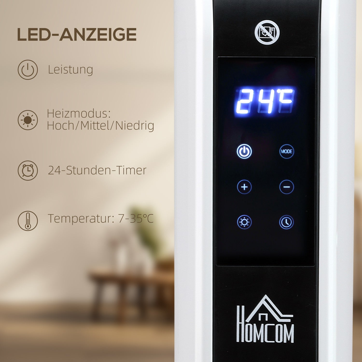 Elektrisk värmefläkt 2180W, 3 värmenivåer, timer, vit