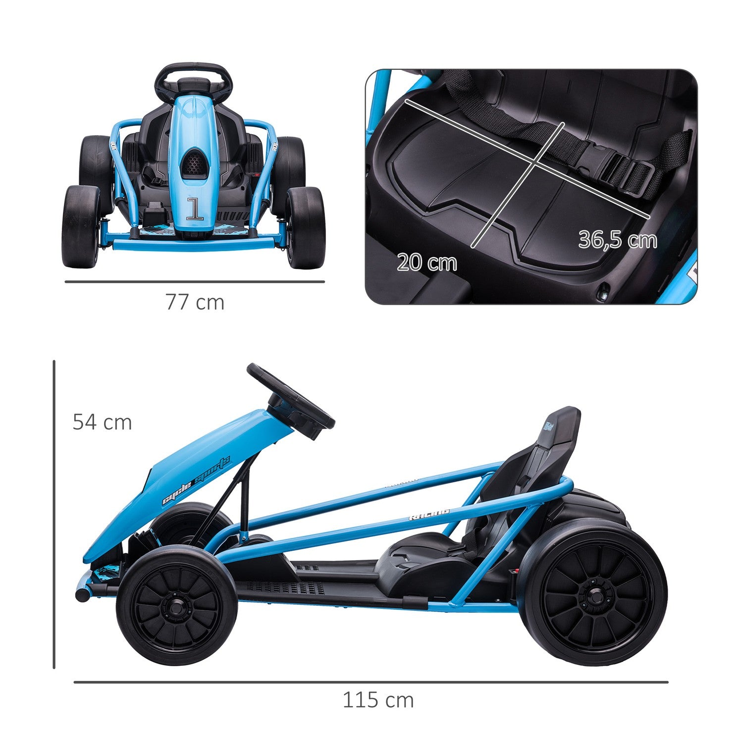 Elektrisk gokart för barn 24V med musik & säkerhetsbälte