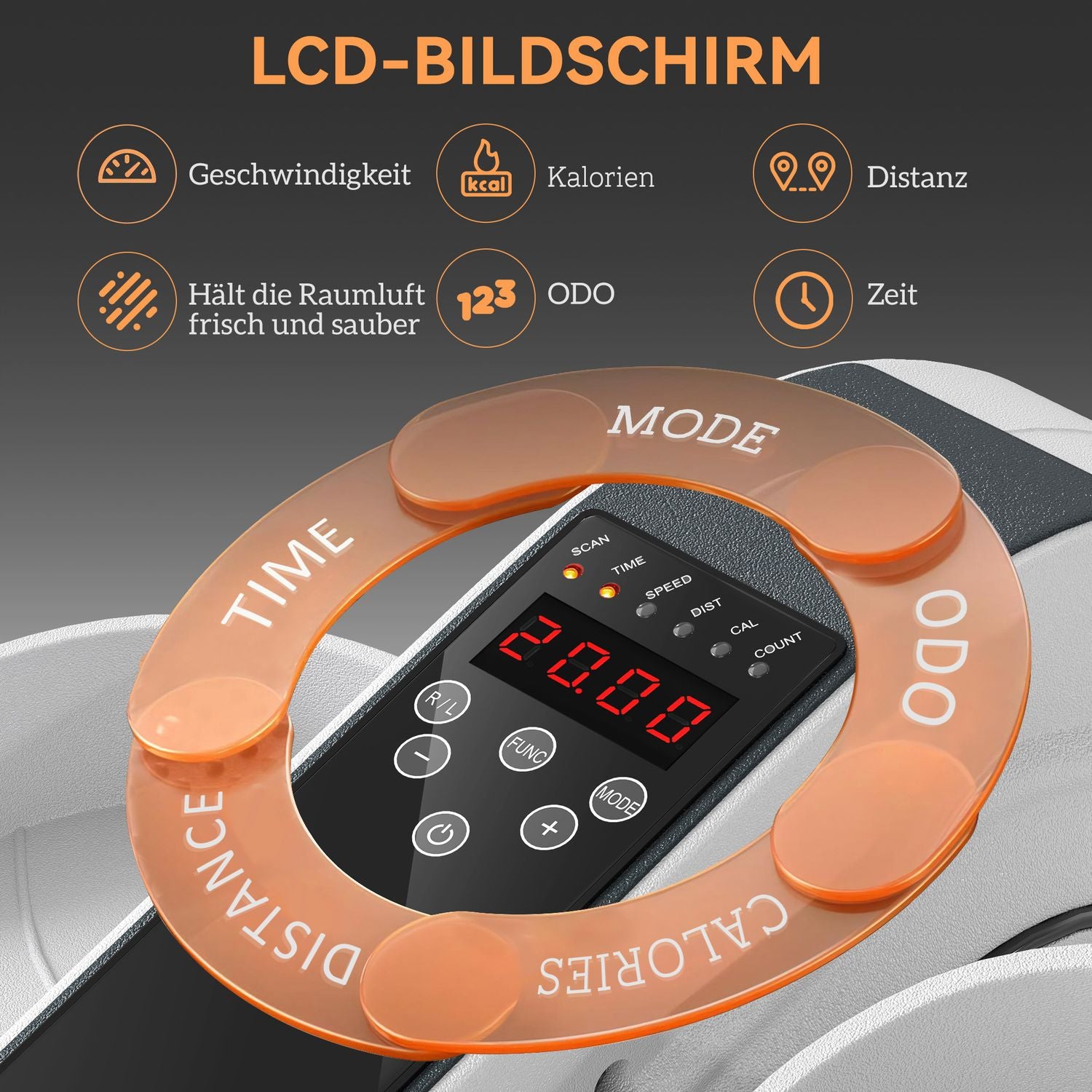 Ellipstränare under skrivbordet med 10 hastighetsnivåer och LCD