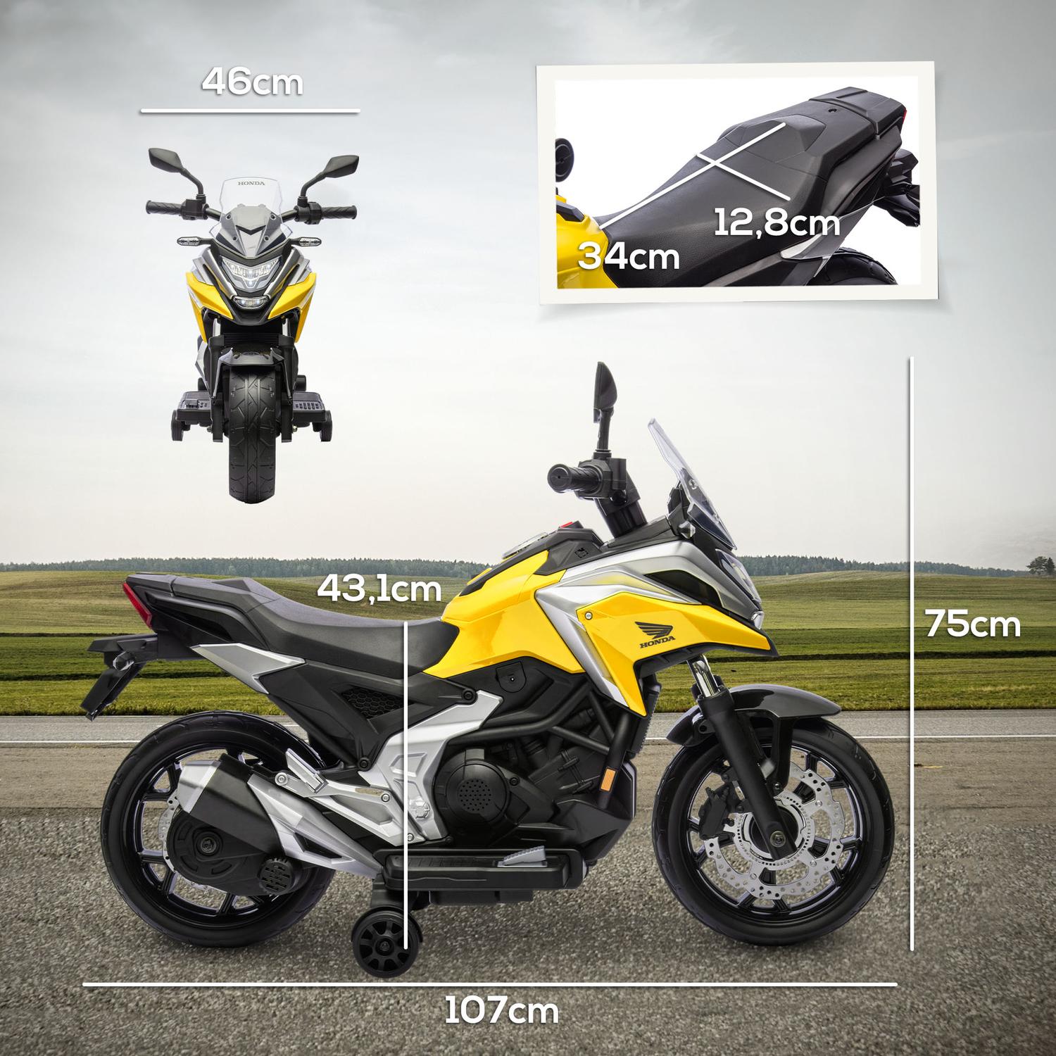 Elektrická motorka pro děti s postranními kolečky, rychlost 3 km/h