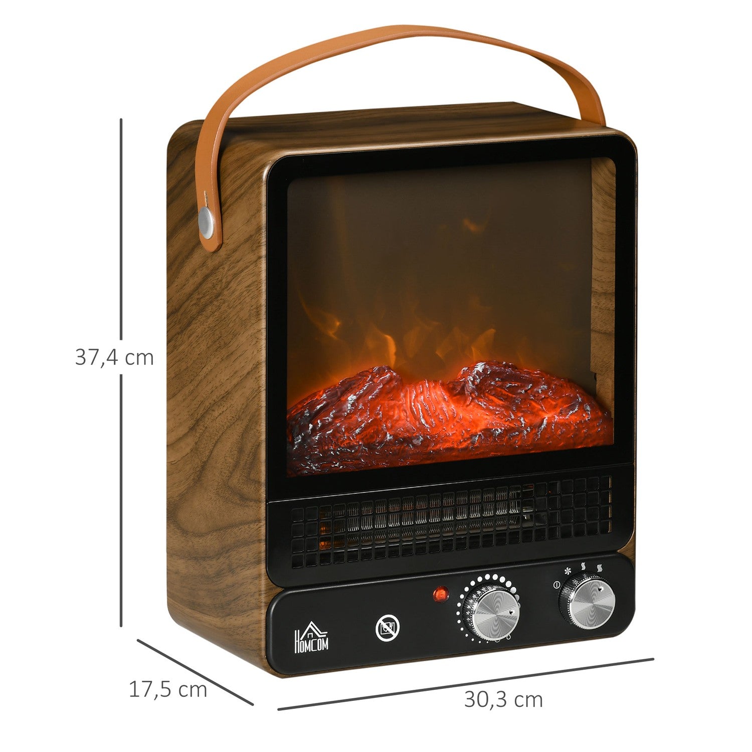 Elspis 750/1500W, Flameffekt, Lågt ljud