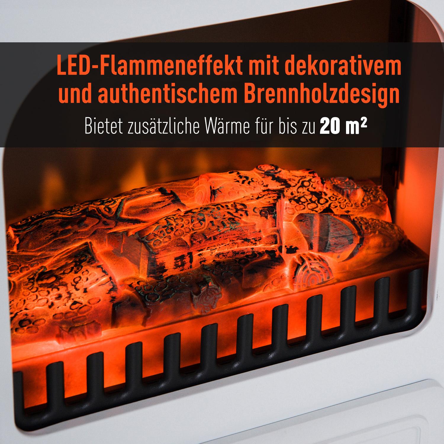 Elspis, 950/1850W, Flameffekt, Vit