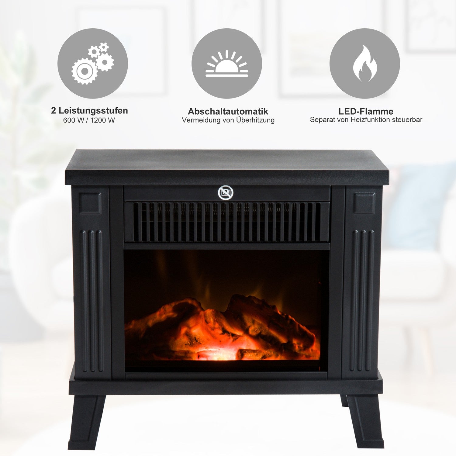 Elspis – 600/1200W, svart, 34x17x31 cm