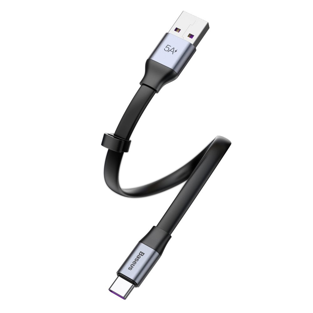 Enkel platt kabel USB-C 5A 40W Snabbladdning 3.0 QC 3.0 23cm grå