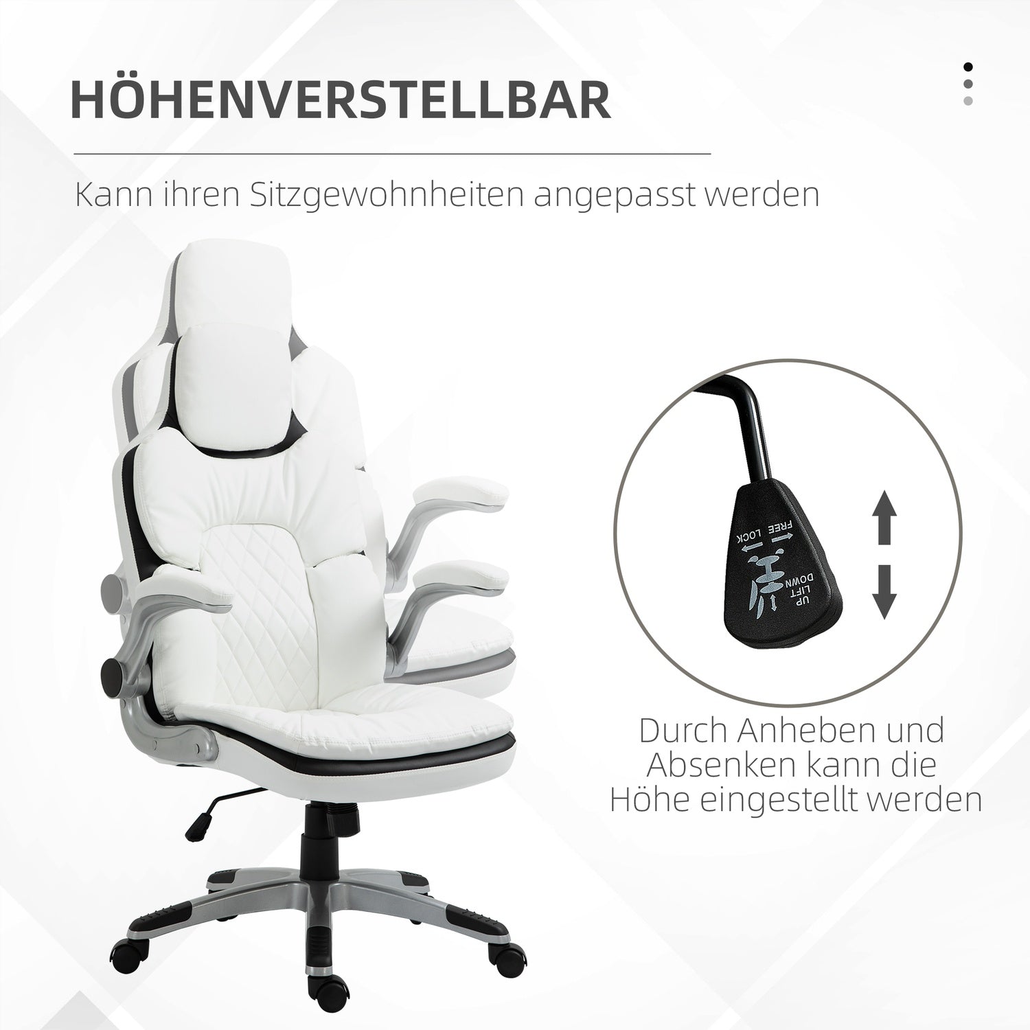 Ergonomisk kontorsstol, justerbar höjd & hopfällbara armstöd