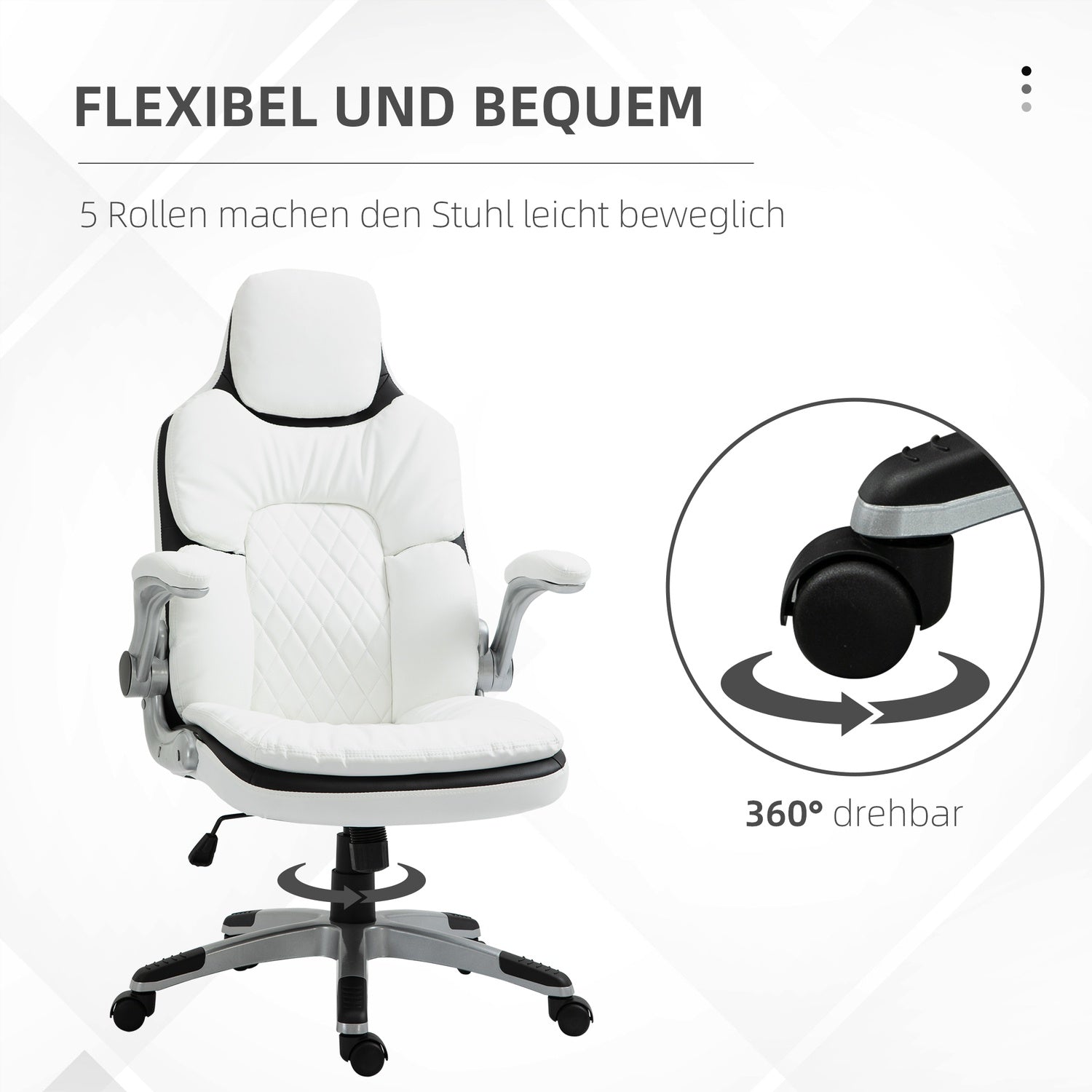Ergonomisk kontorsstol, justerbar höjd & hopfällbara armstöd