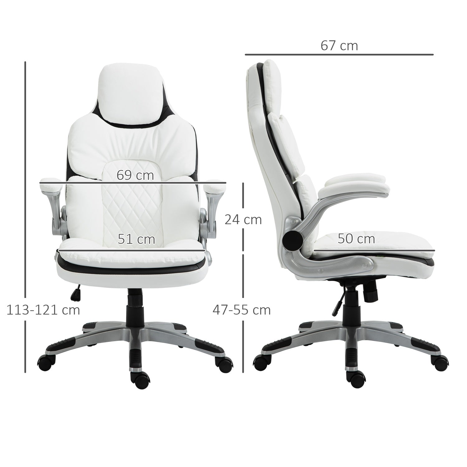Ergonomisk kontorsstol, justerbar höjd & hopfällbara armstöd